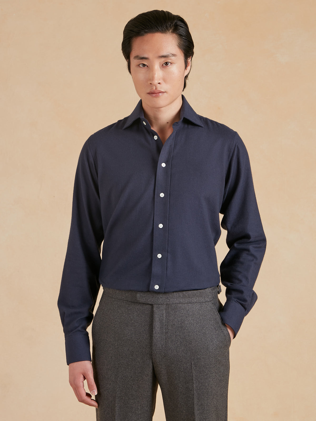 Regular Fit Shirt Brushed Cotton Midnight
