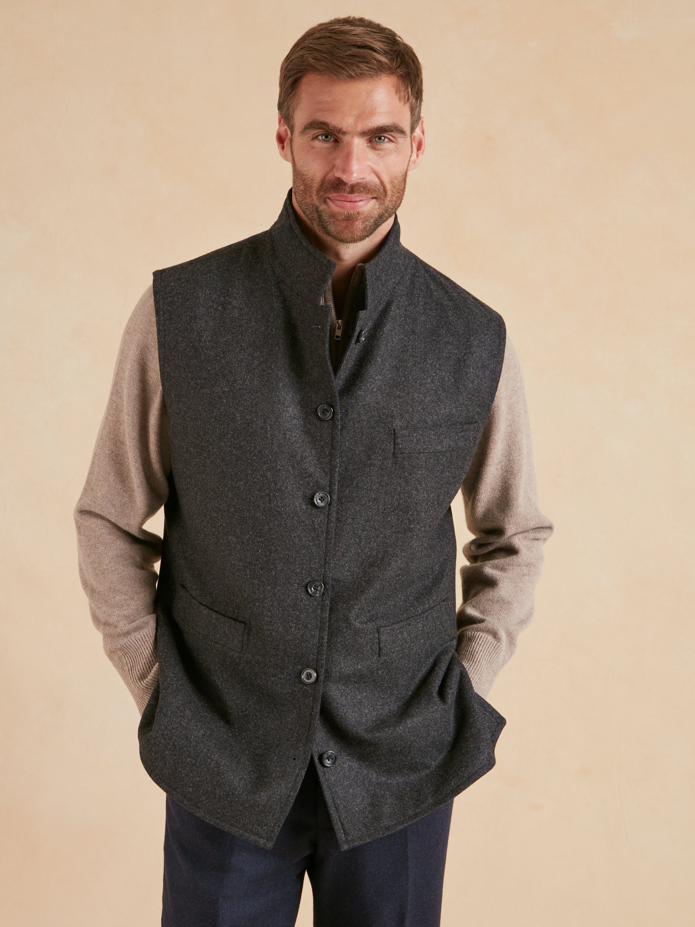 Reversible Gilet - Navy & Grey Loden