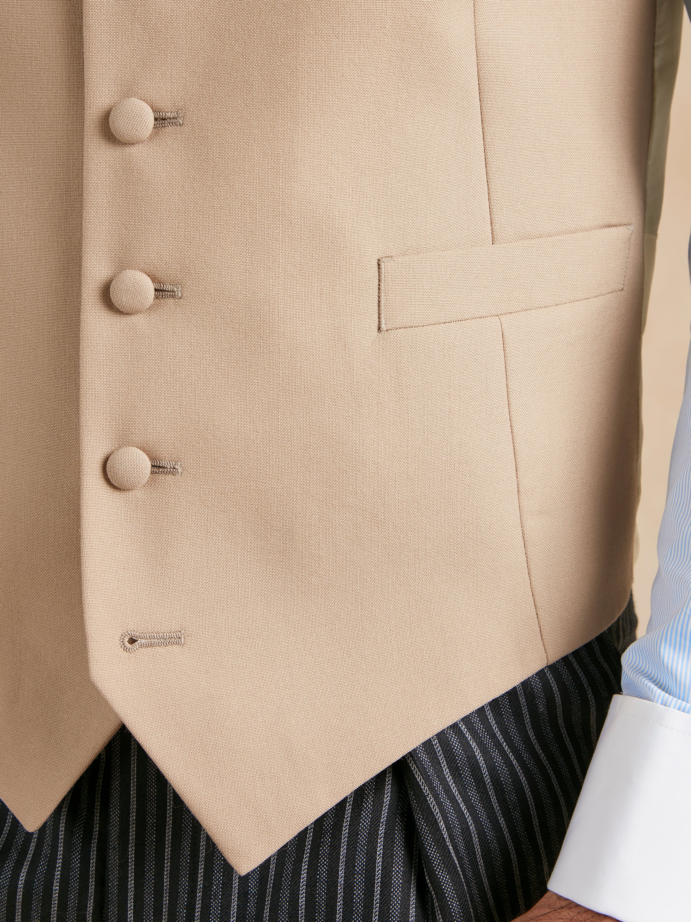 Ex-Rental Single Breasted Wool Waistcoat - Buff