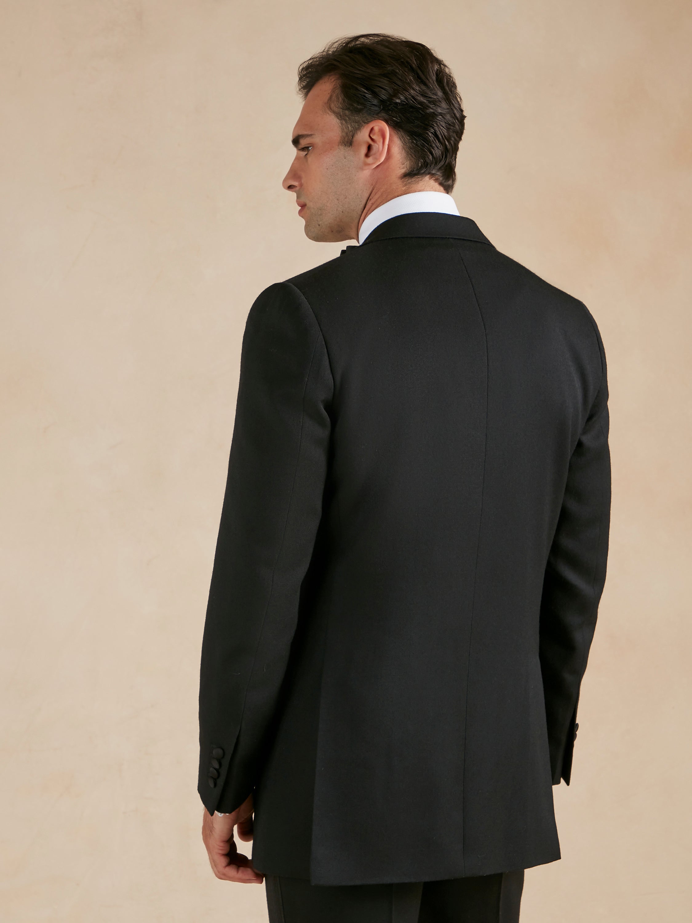 Dinner Jacket Hire - Single Breasted Black Barathea Wool