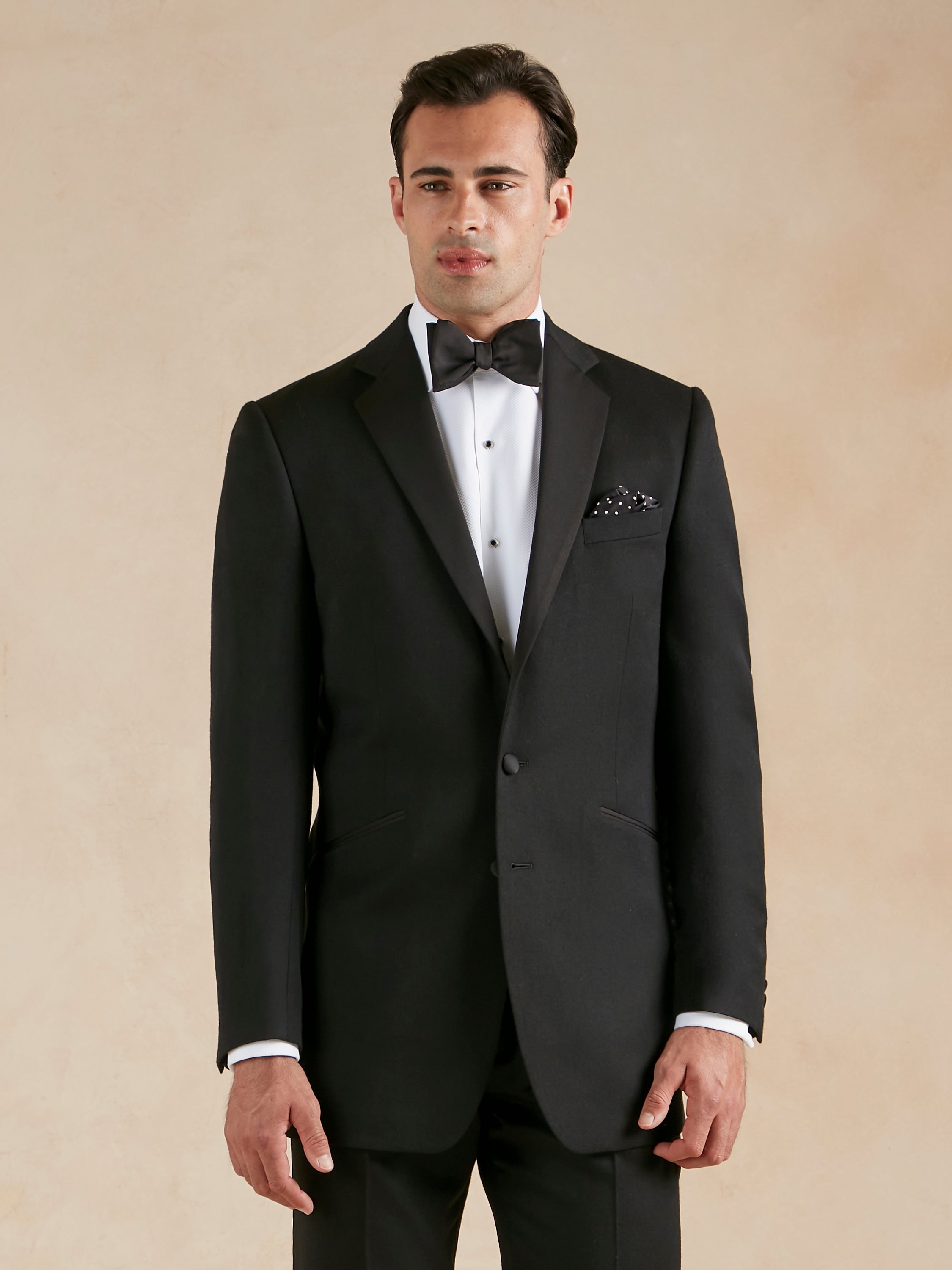 Dinner Jacket Hire - Single Breasted Black Barathea Wool