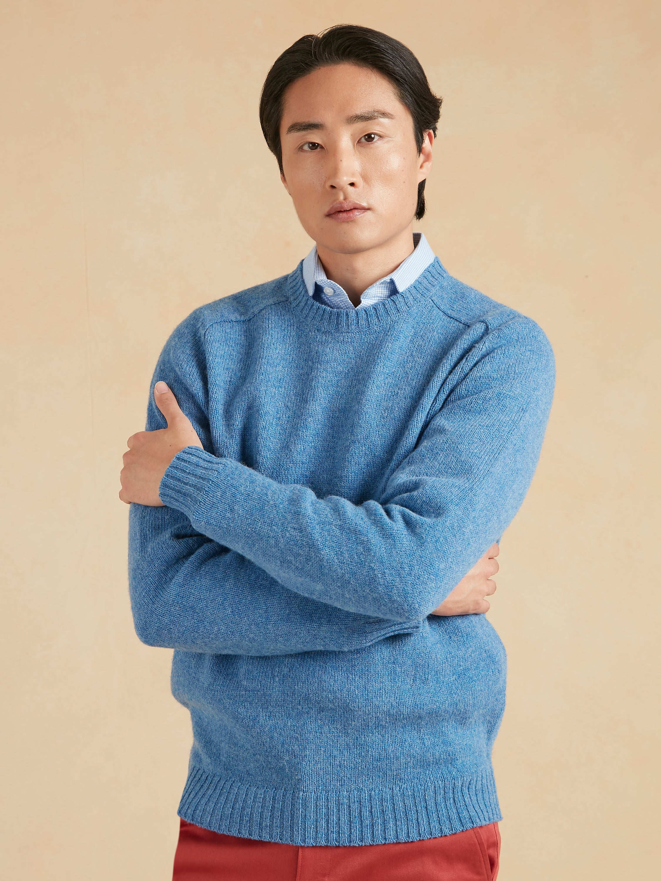 Shetland Crew Neck Jumper - Cornflower Blue