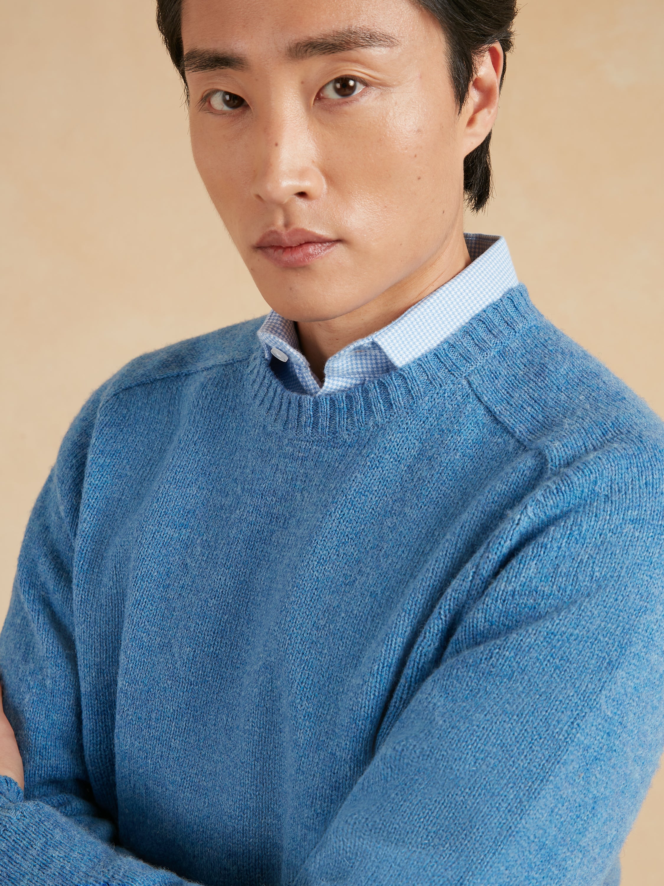 Shetland Crew Neck Jumper - Cornflower Blue