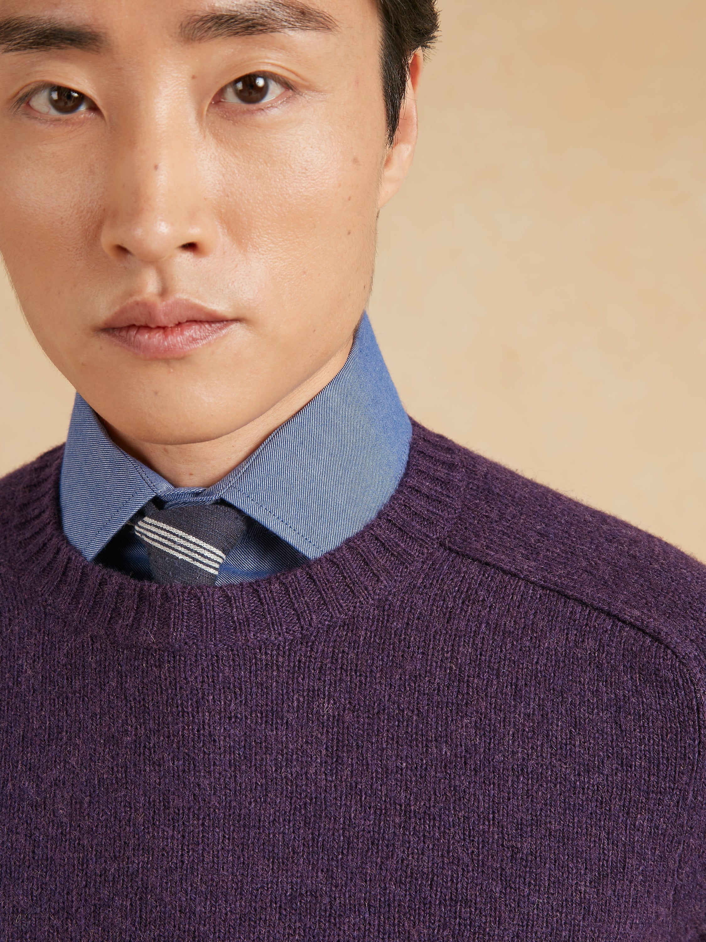 Shetland Crew Neck Jumper - Purple