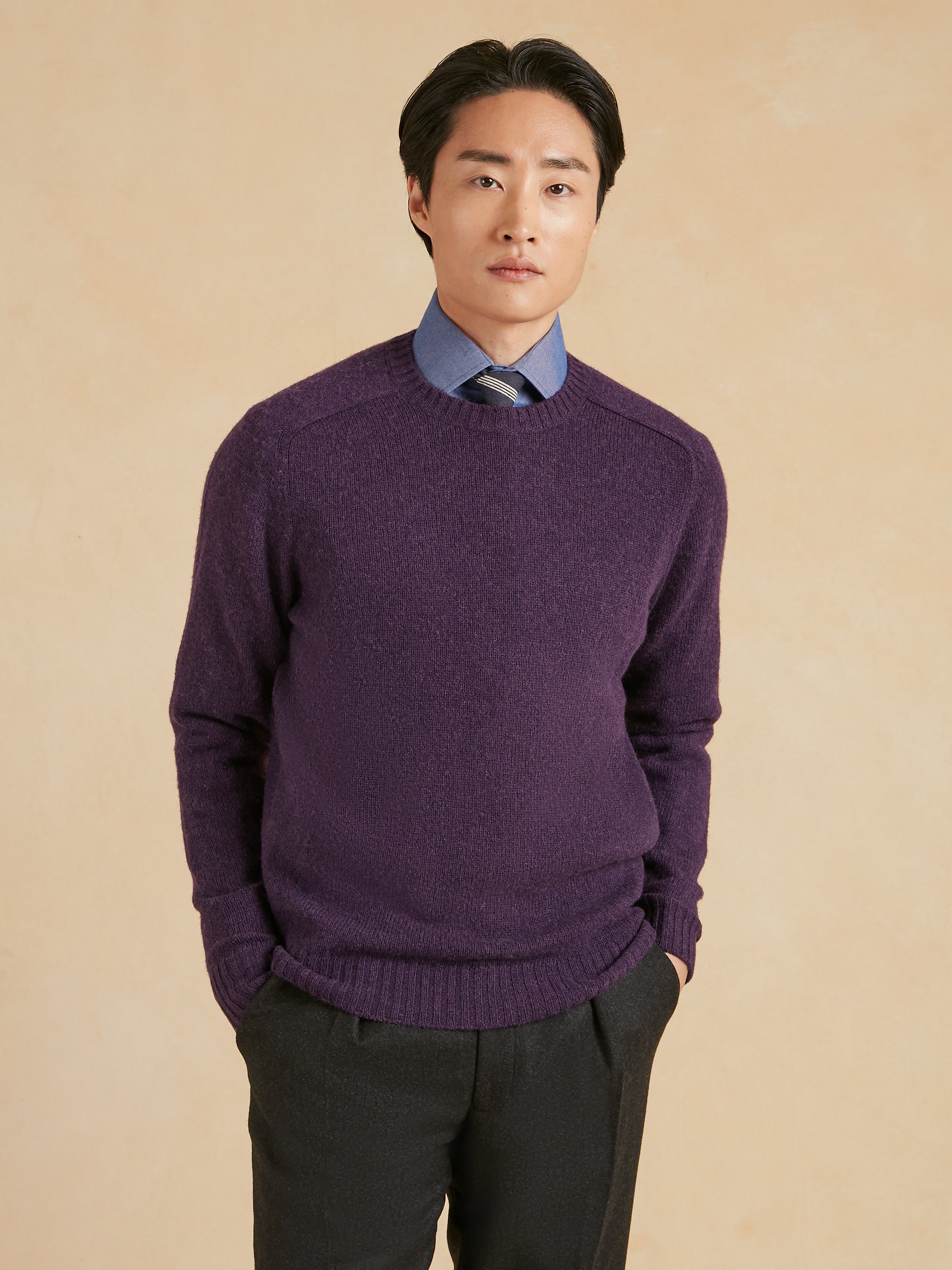 Shetland Crew Neck Jumper - Purple
