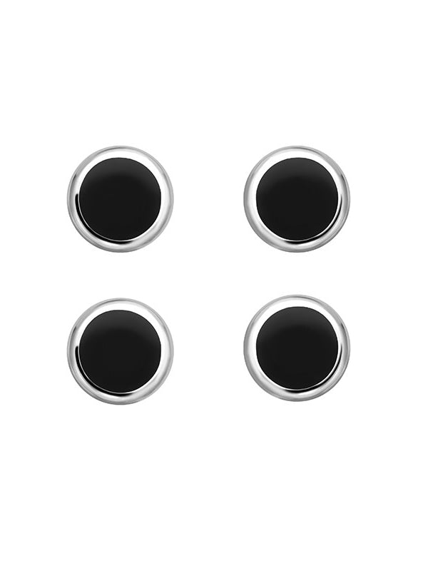 Silver Dress Studs - Circular Onyx