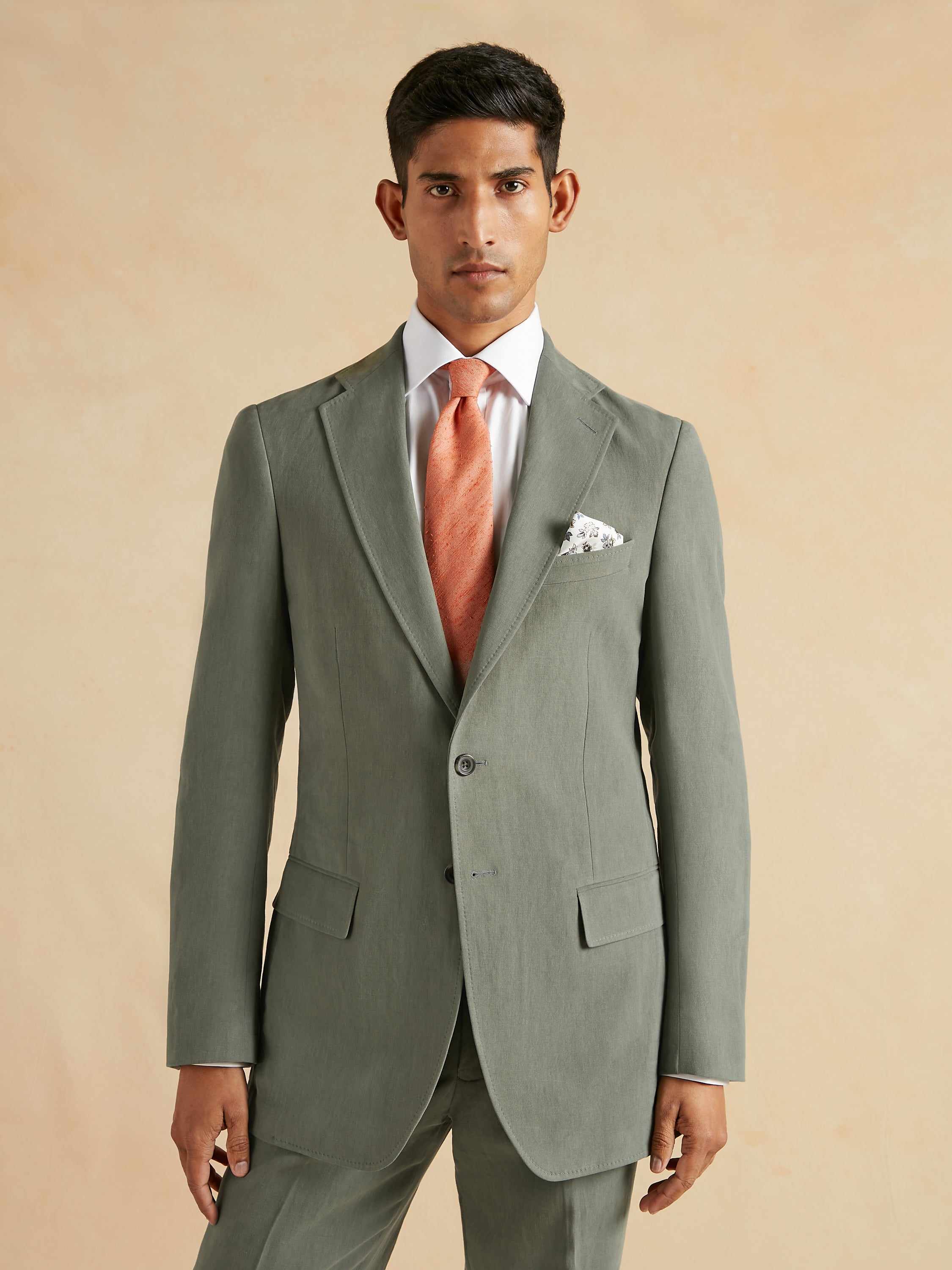 Single Breasted Jacket Italian Linen - Sage Green | Men's Linen Jackets