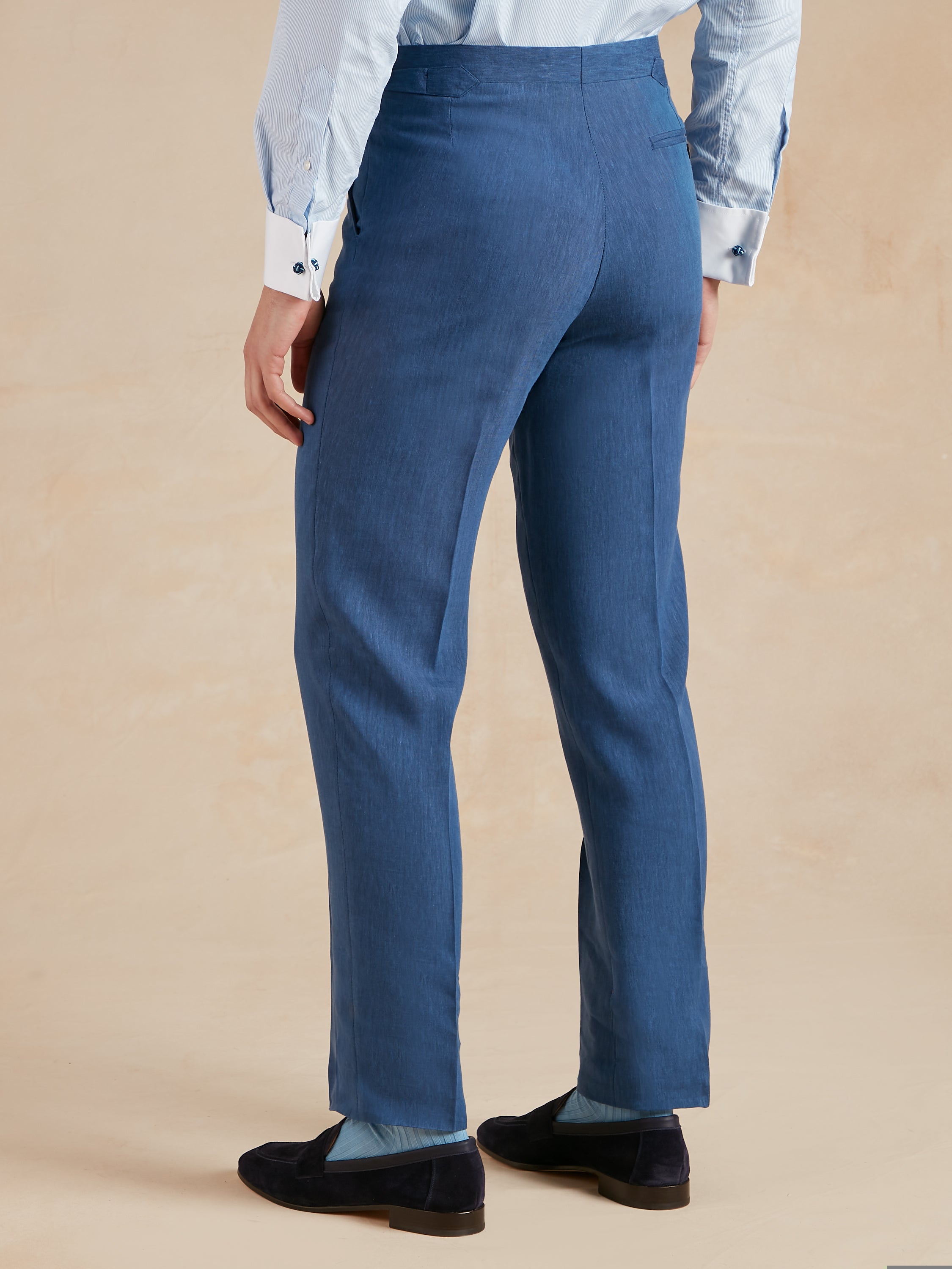 Single Breasted Lombard Suit Drago Wool Linen - Chambray Blue