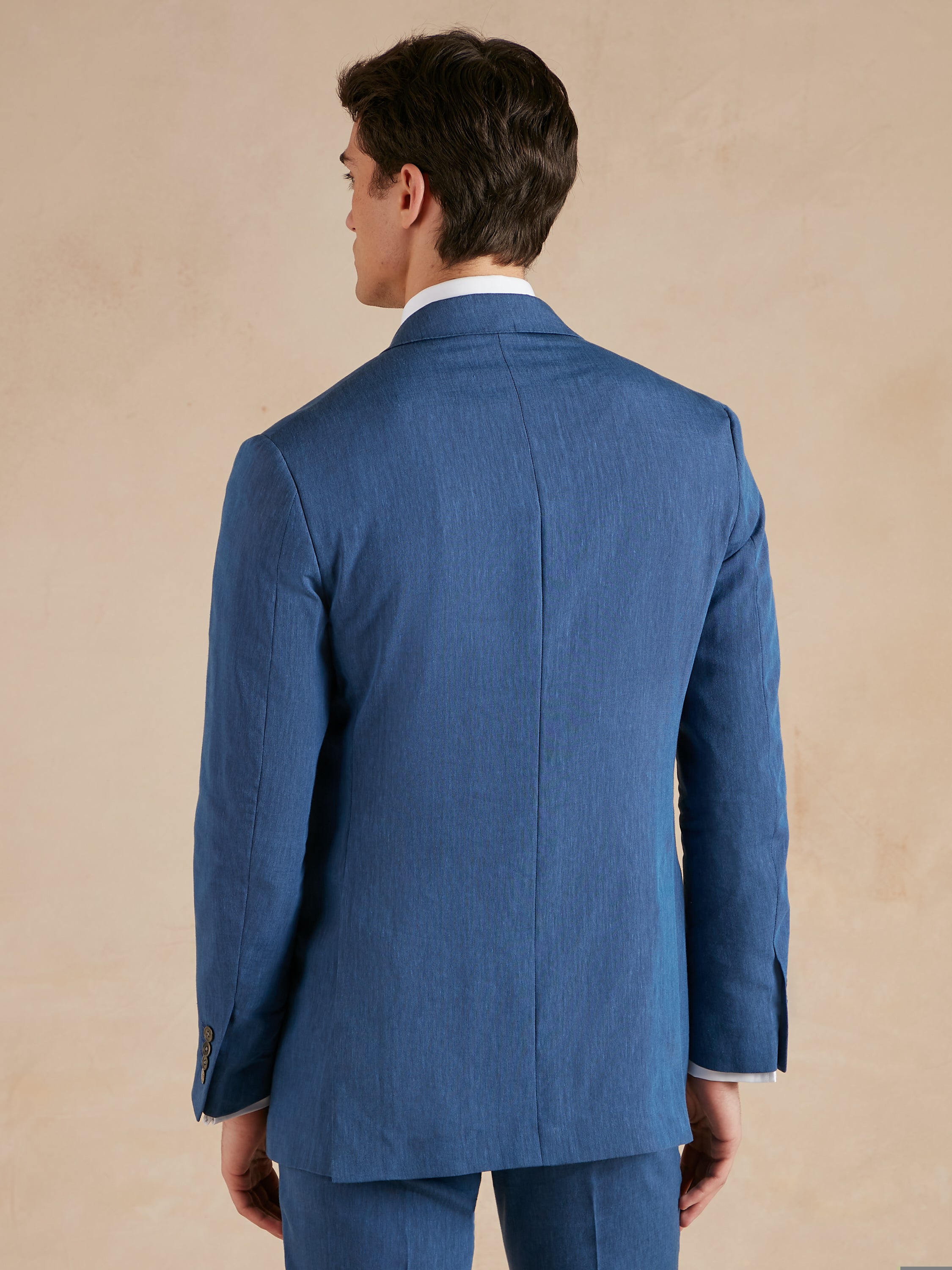 Single Breasted Lombard Suit Drago Wool Linen - Chambray Blue