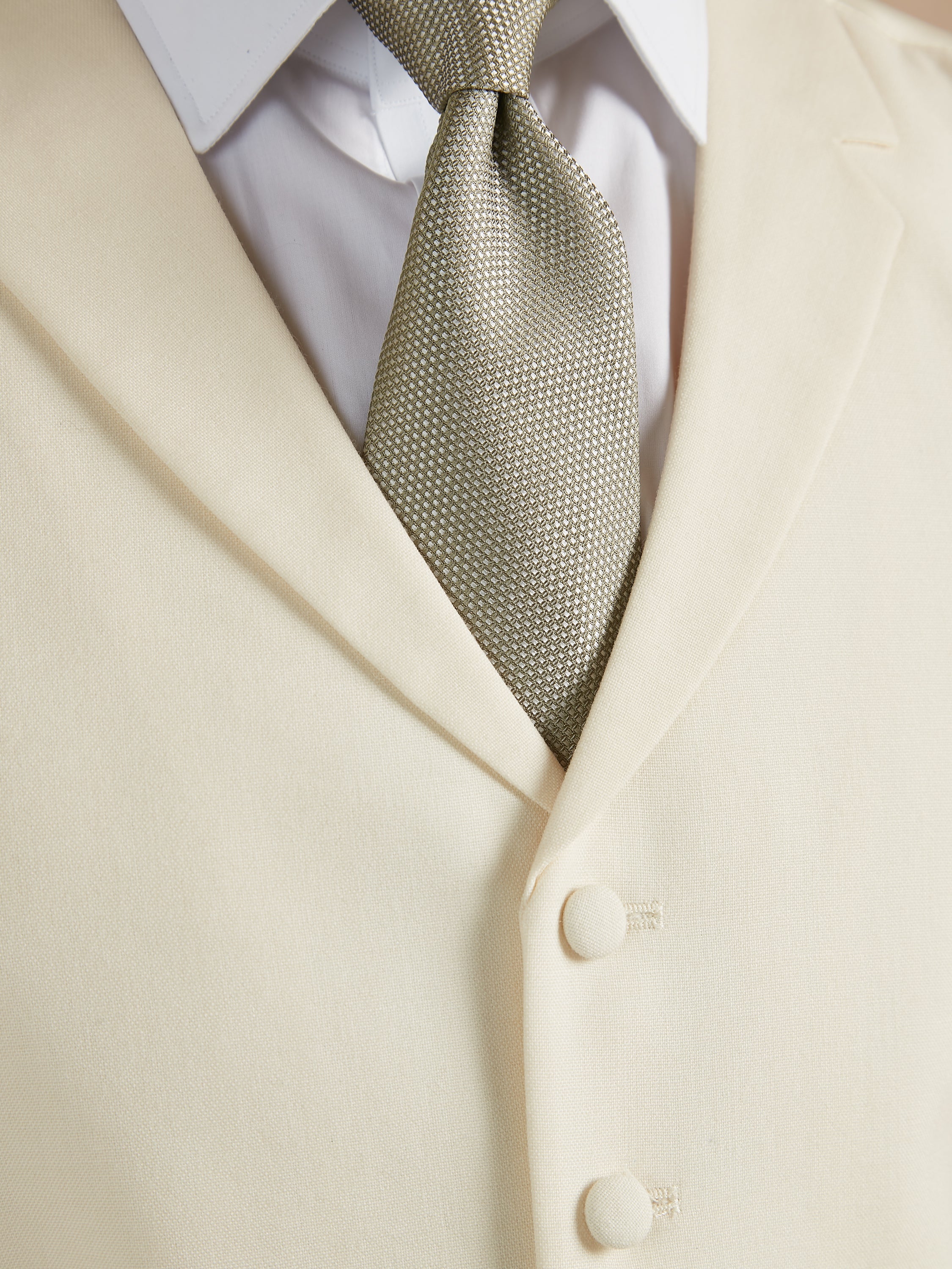 Single Breasted Wool Waistcoat - Cream