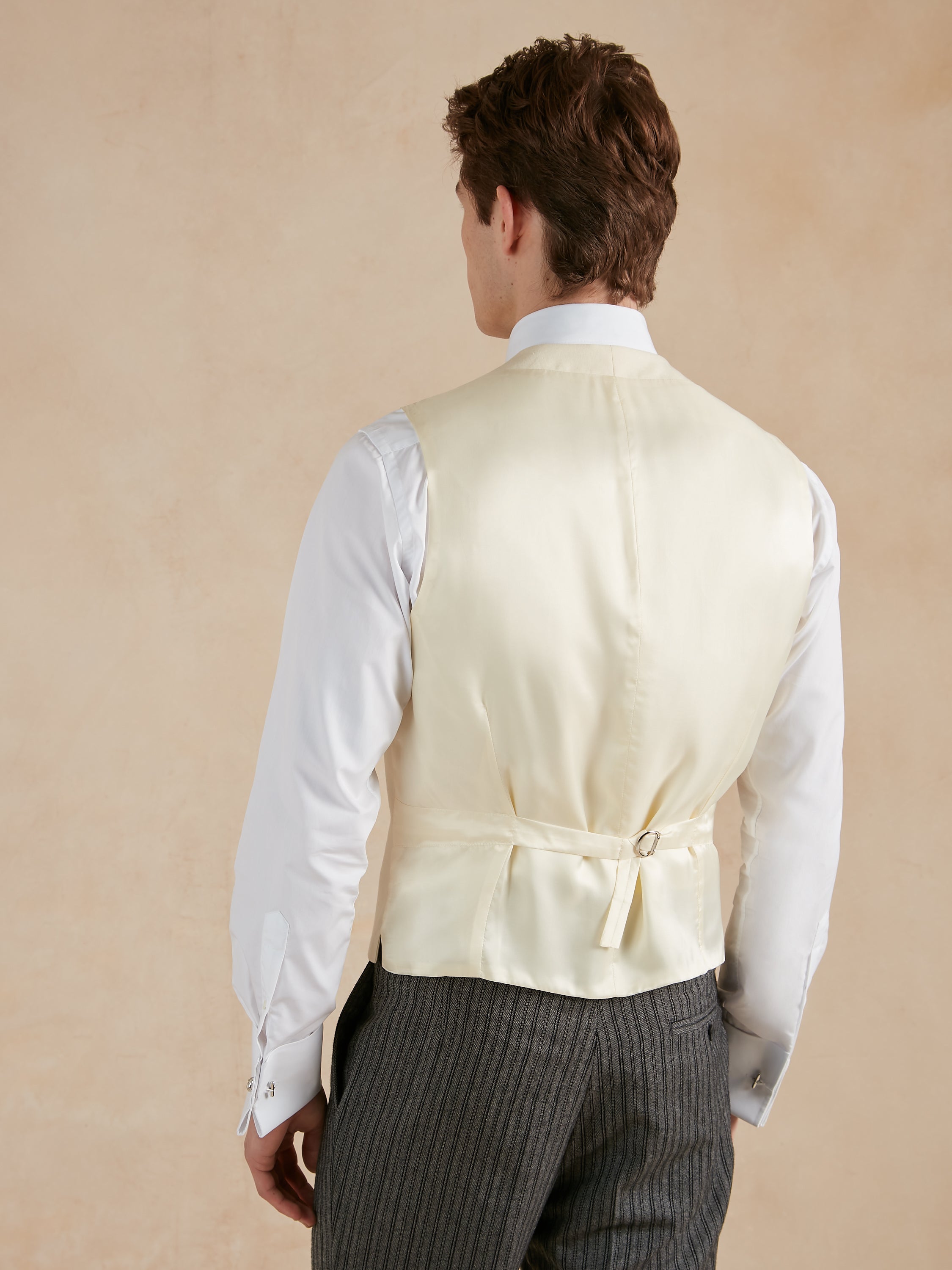 Single Breasted Wool Waistcoat - Cream