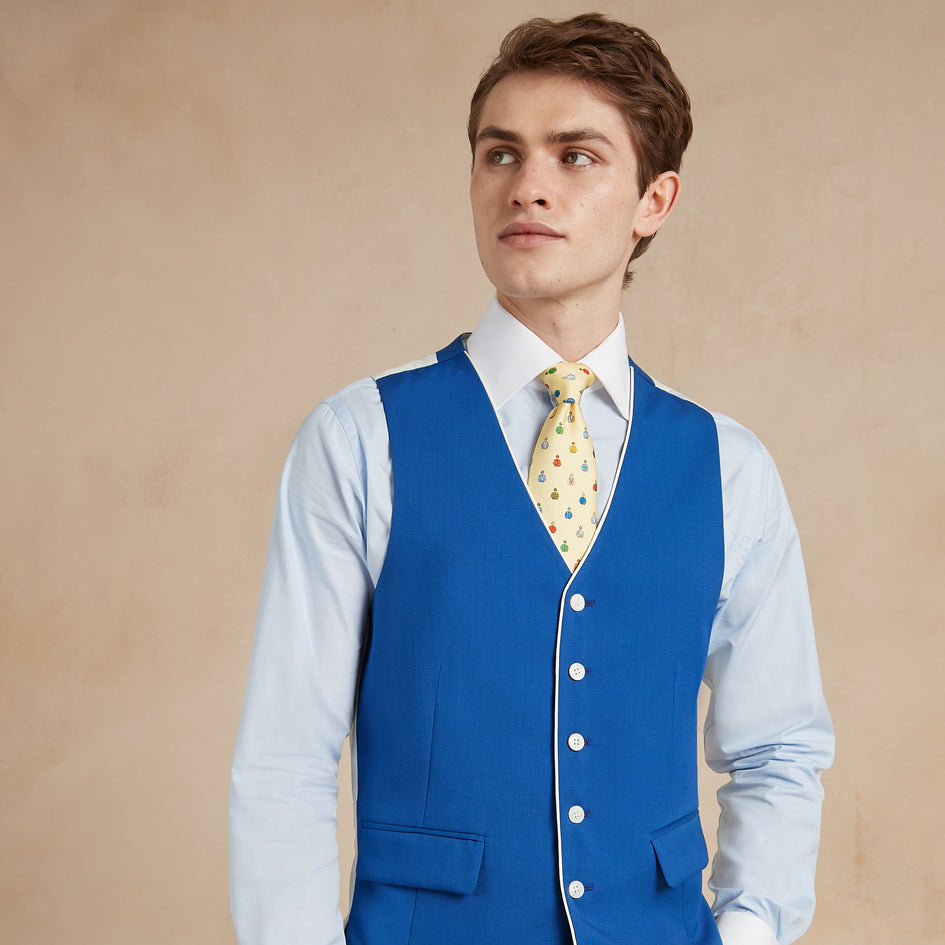 Sky Blue Randwick Single Breasted Waistcoat with Piping