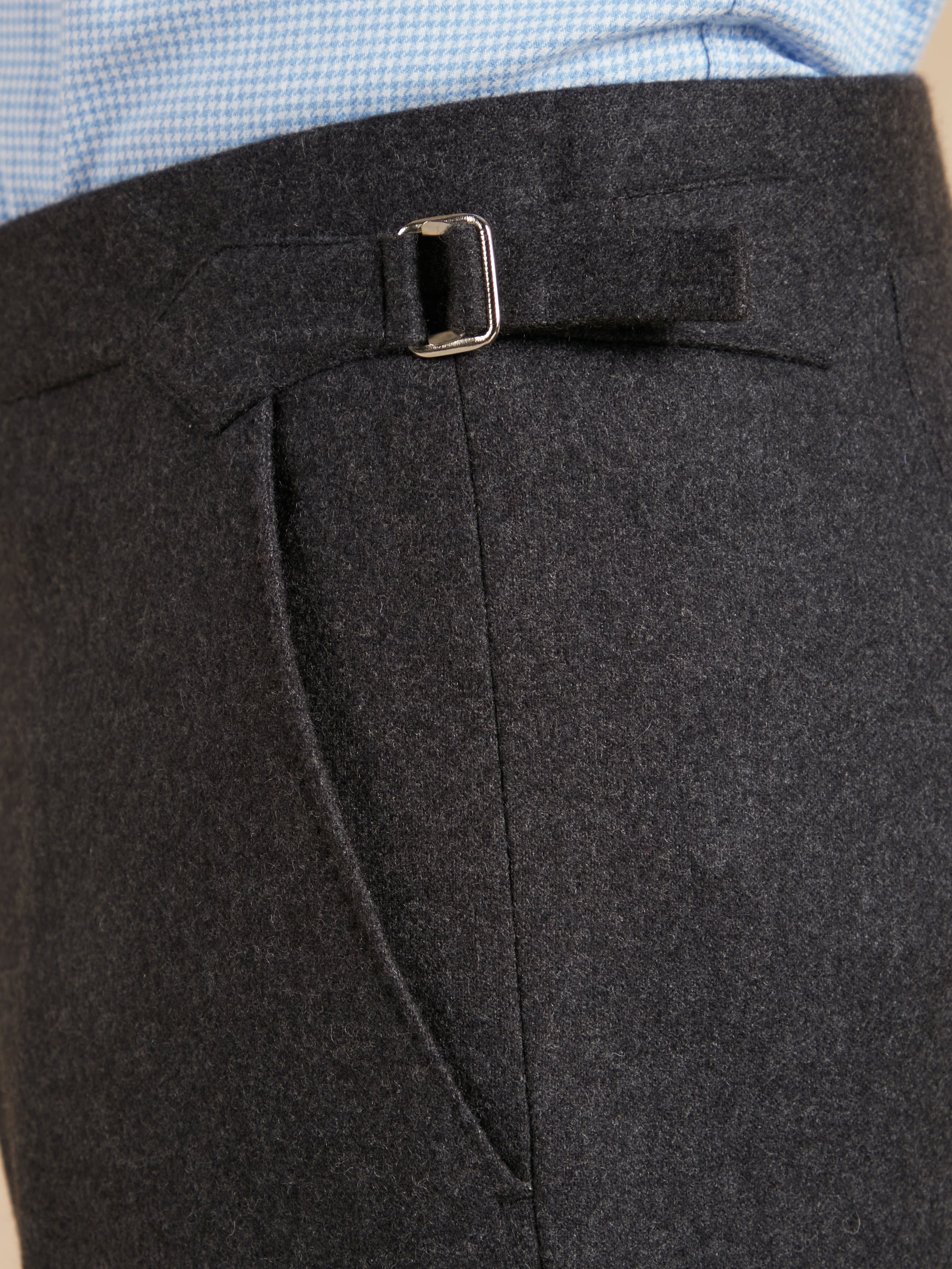 Sloane Pleated Trousers Wool Twill  - Charcoal