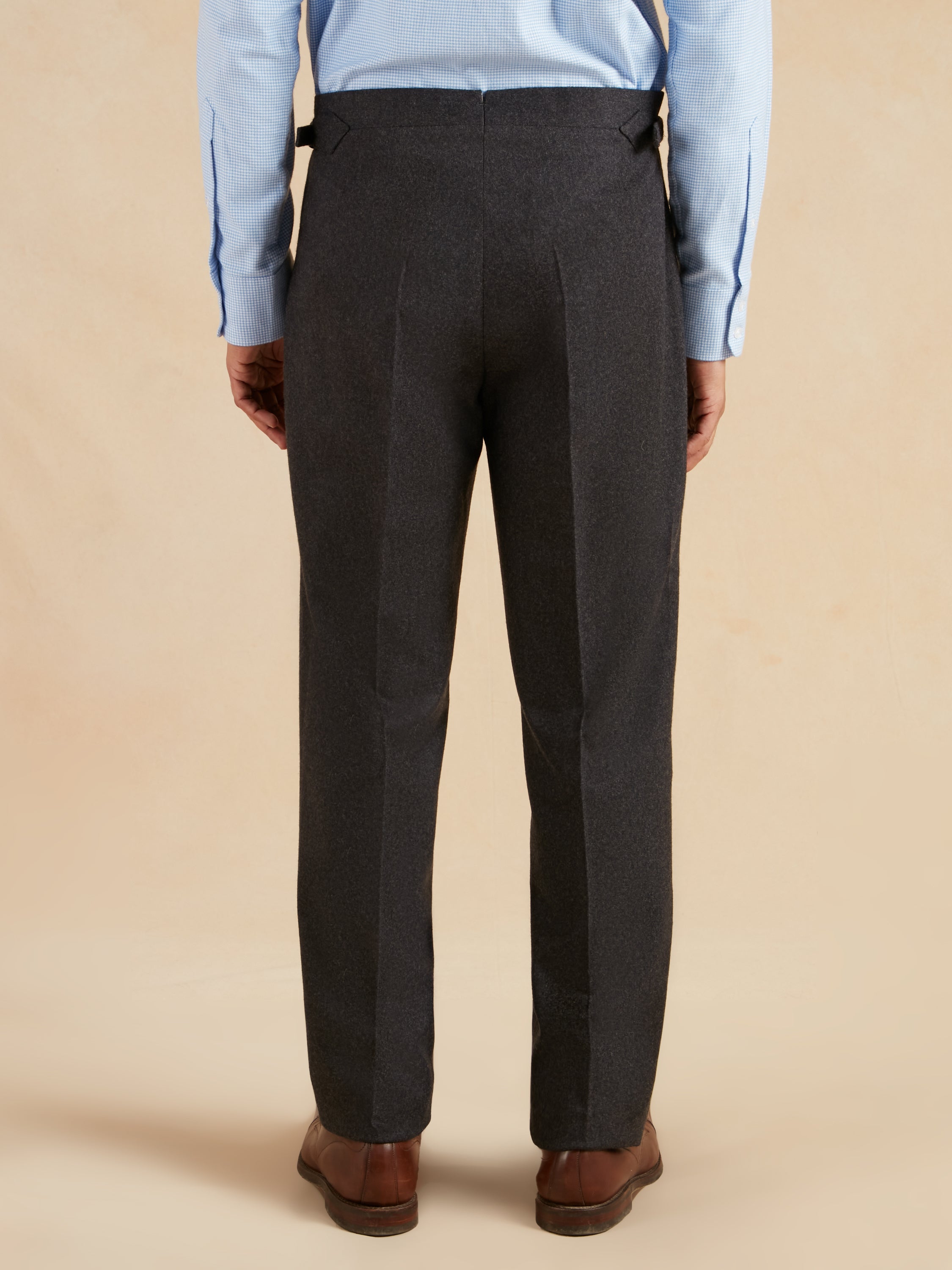 Sloane Pleated Trousers Wool Twill  - Charcoal