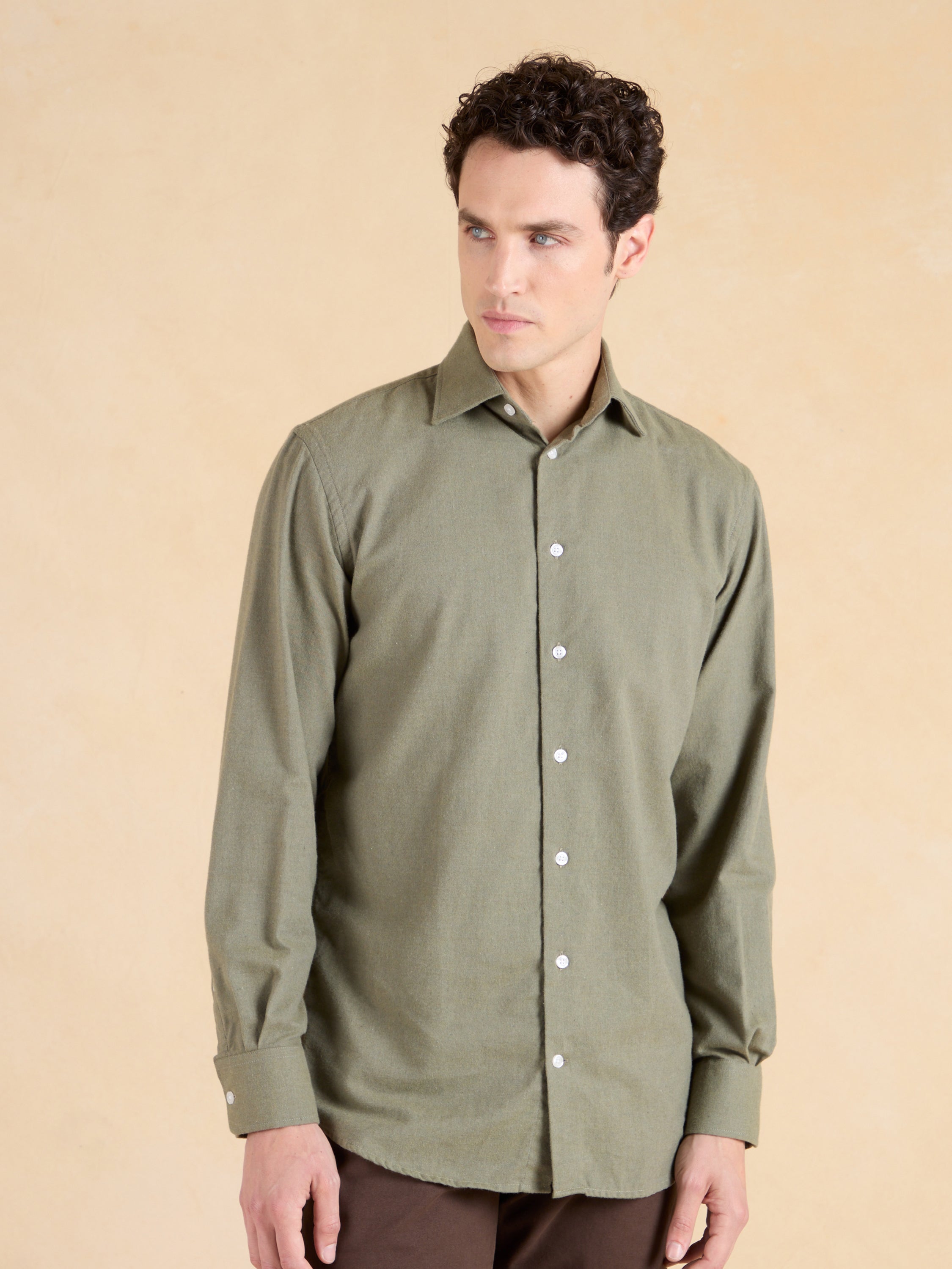 Sloane Shirt - Grass Green Ultra Soft Brushed Cotton
