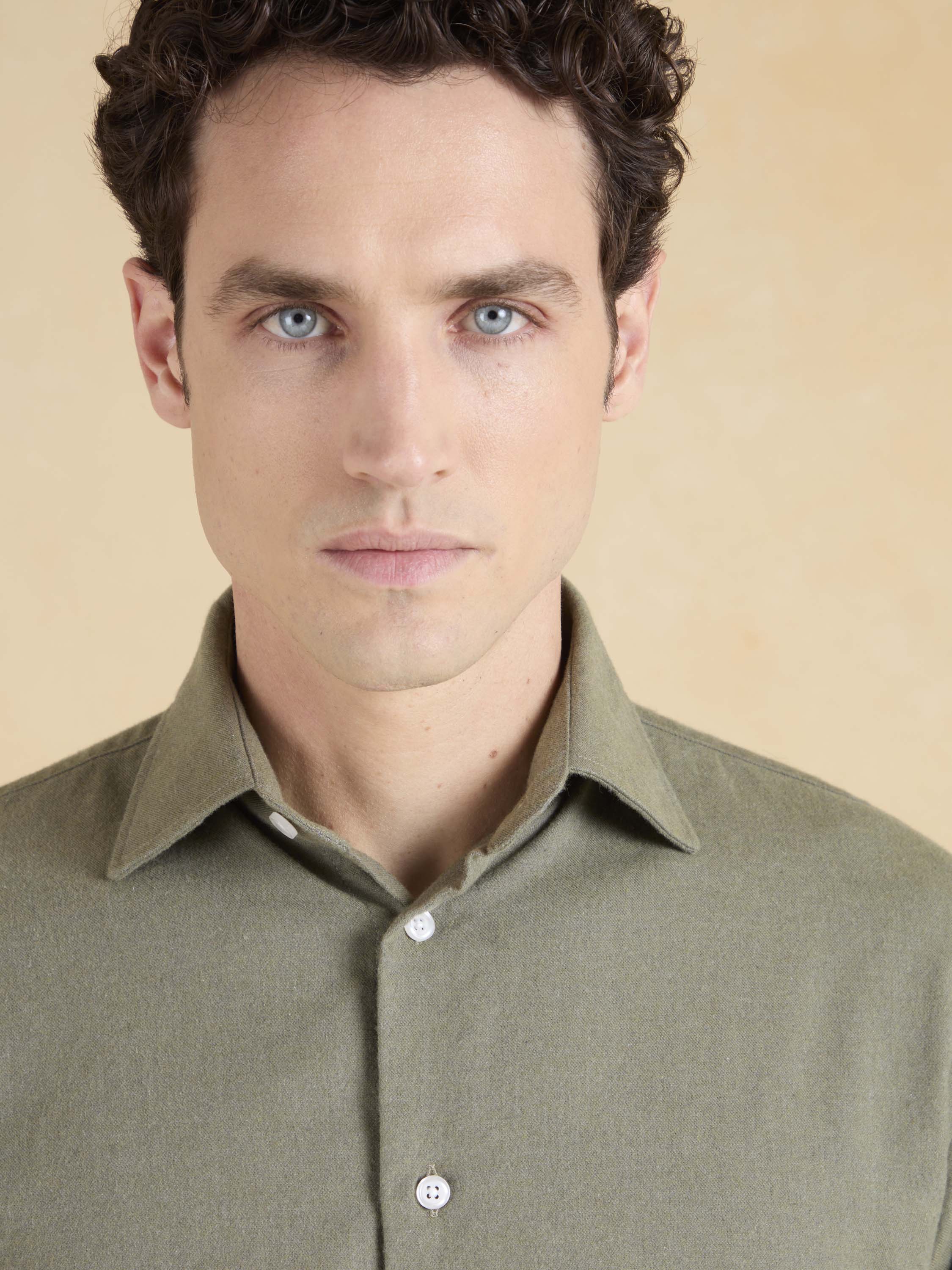 Sloane Shirt - Grass Green Ultra Soft Brushed Cotton