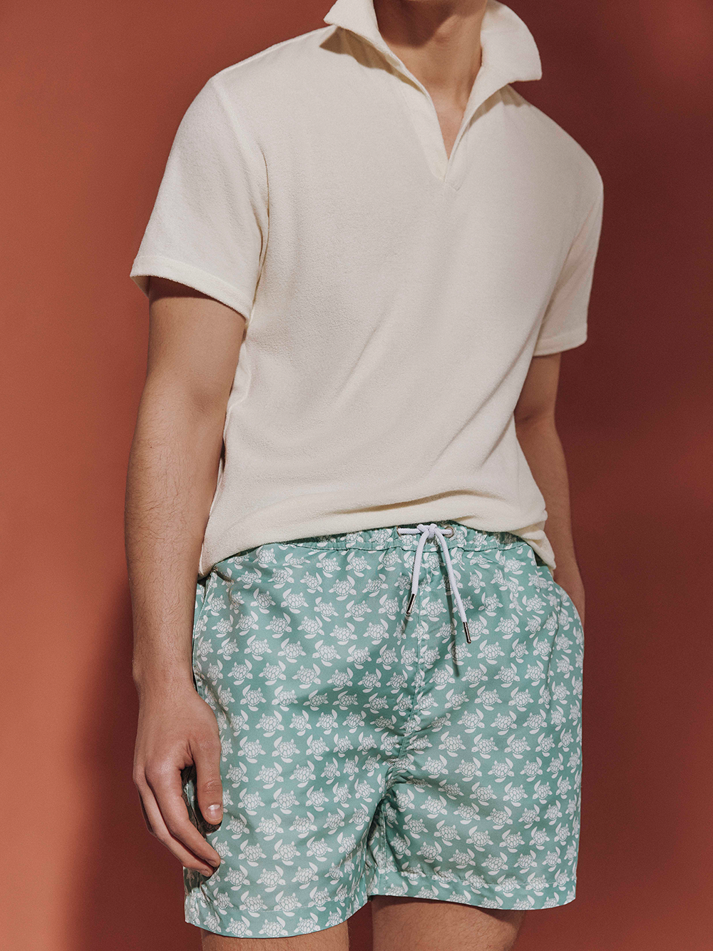 Swimming Shorts with pockets - Green Turtles