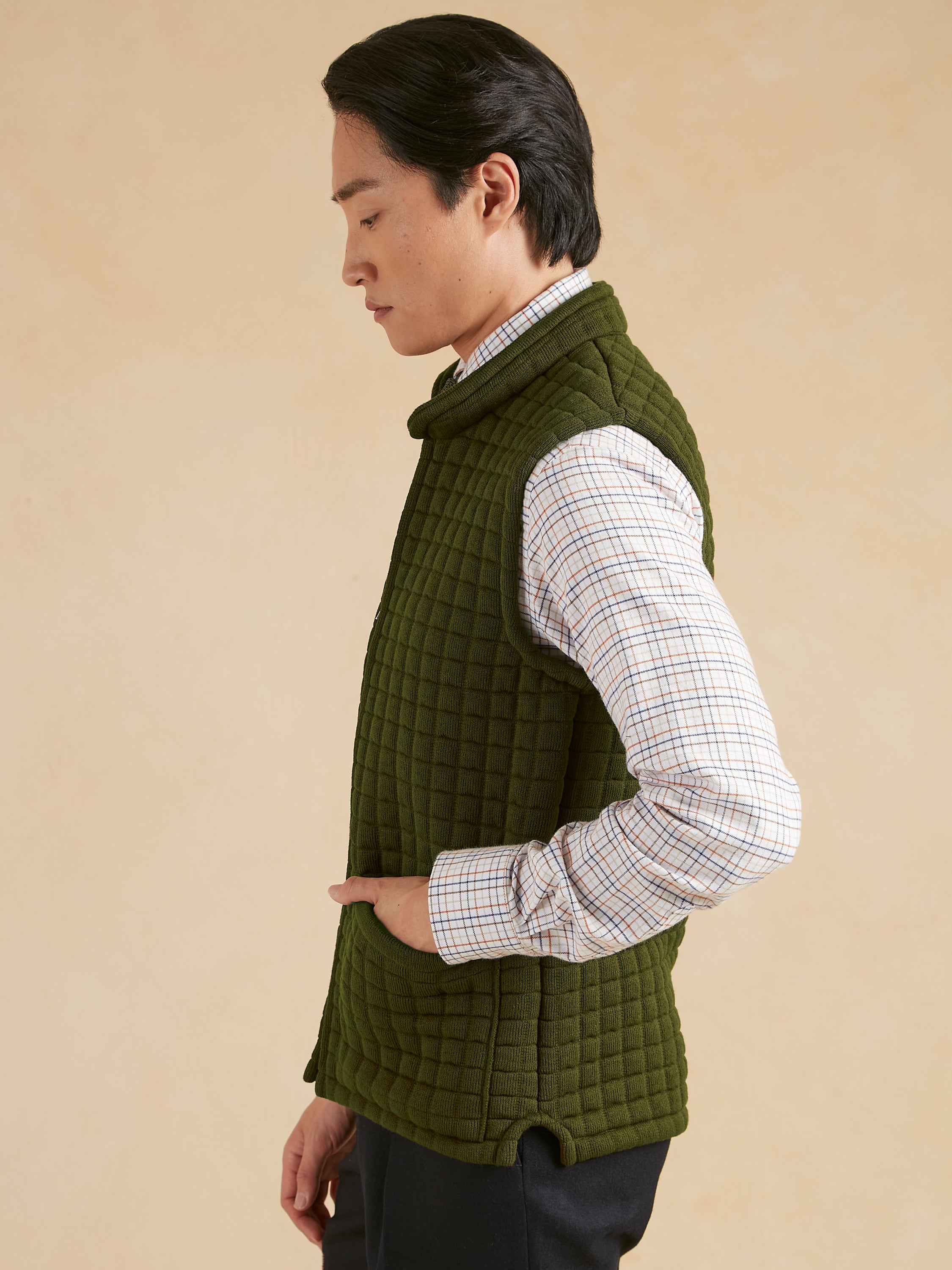 Quilted Thermatex Gilet – Olive