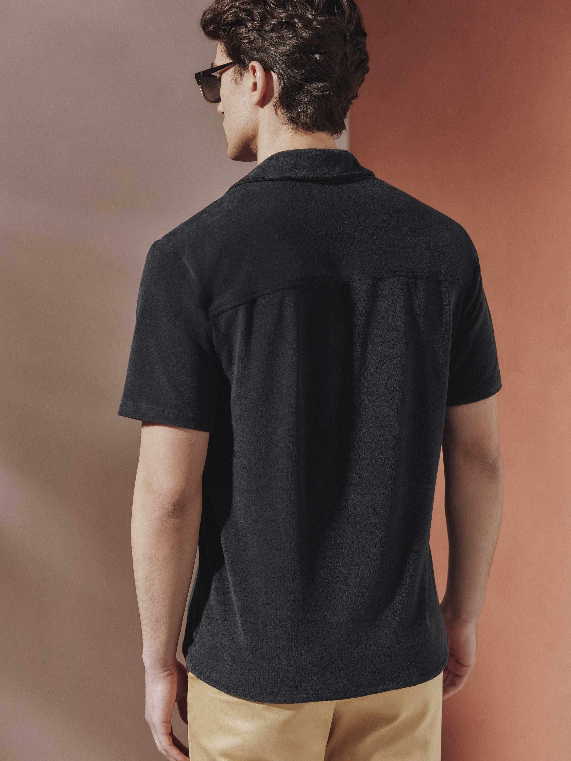 Towelling Polo Shirt - Navy