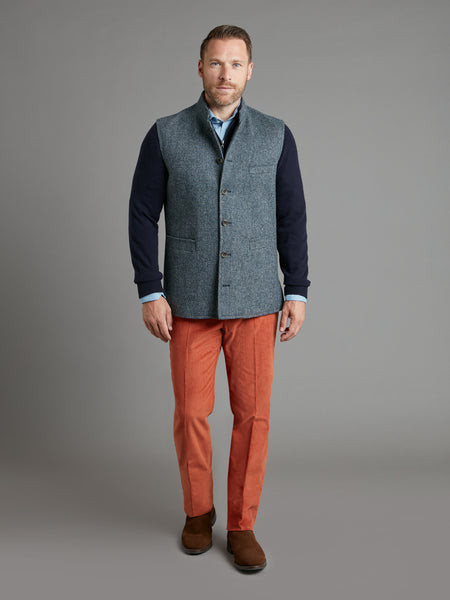 Gilet Tweed - Nailhead Blue | Men's Tweed Gilets | Oliver Brown