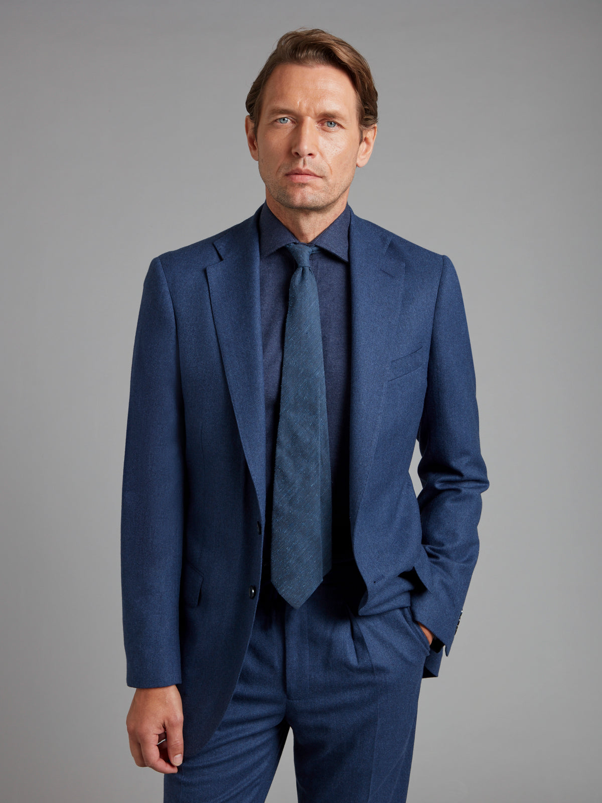 Unstructured Jacket Drago Flannel Denim Blue