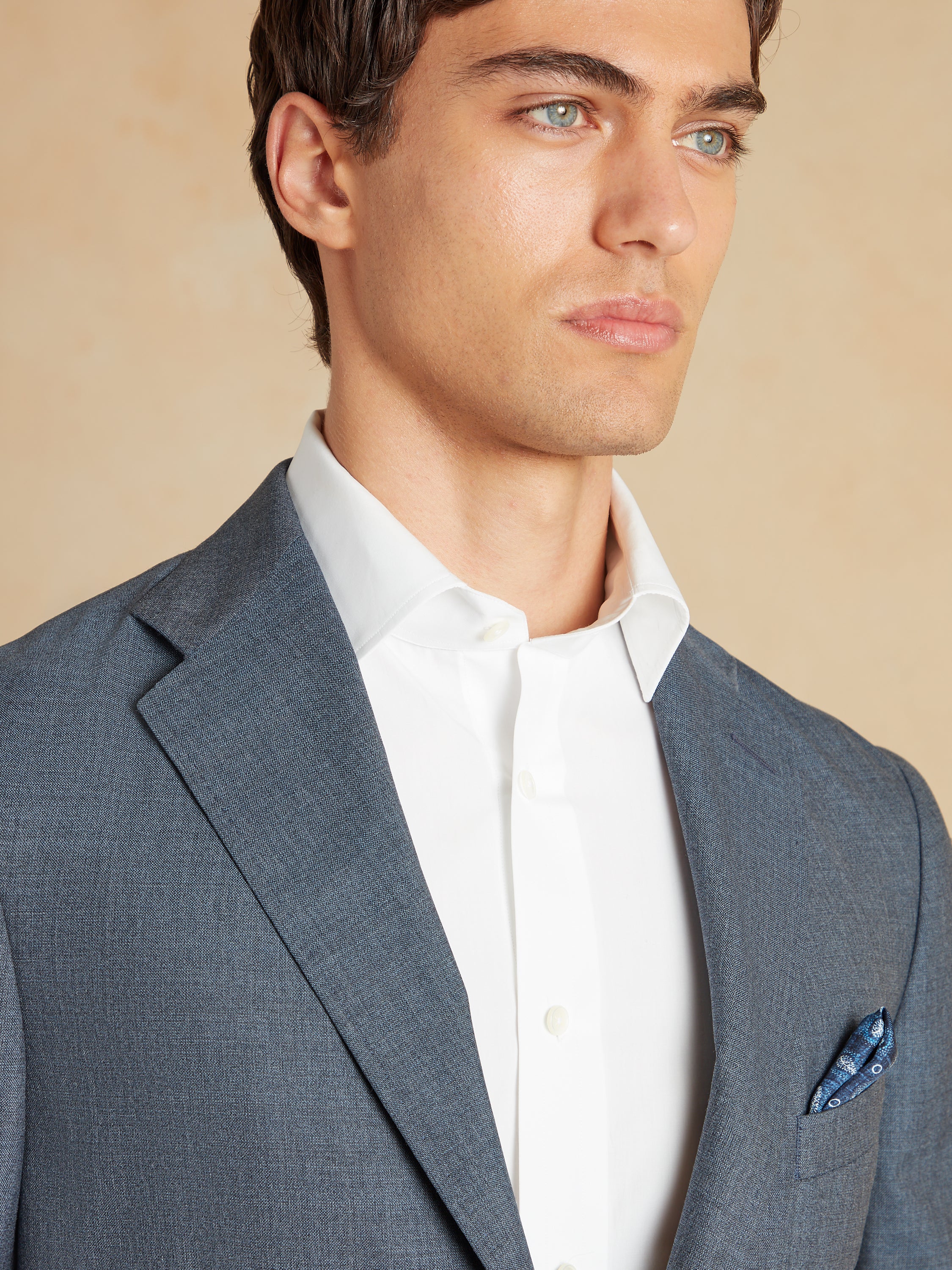 Unstructured Jacket Wool Cotton and Silk - Blue