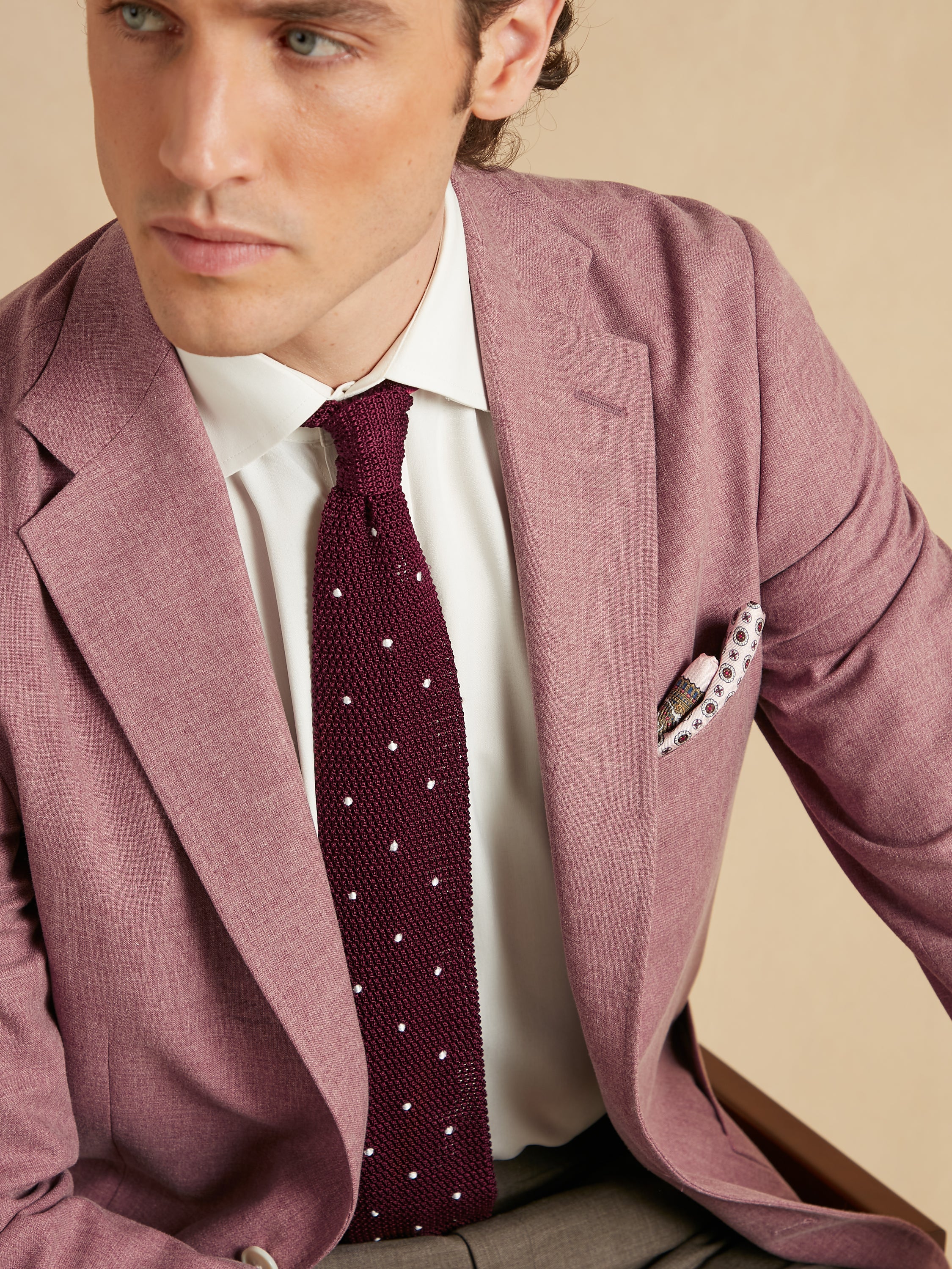 Unstructured Jacket Wool Cotton and Silk - Pink