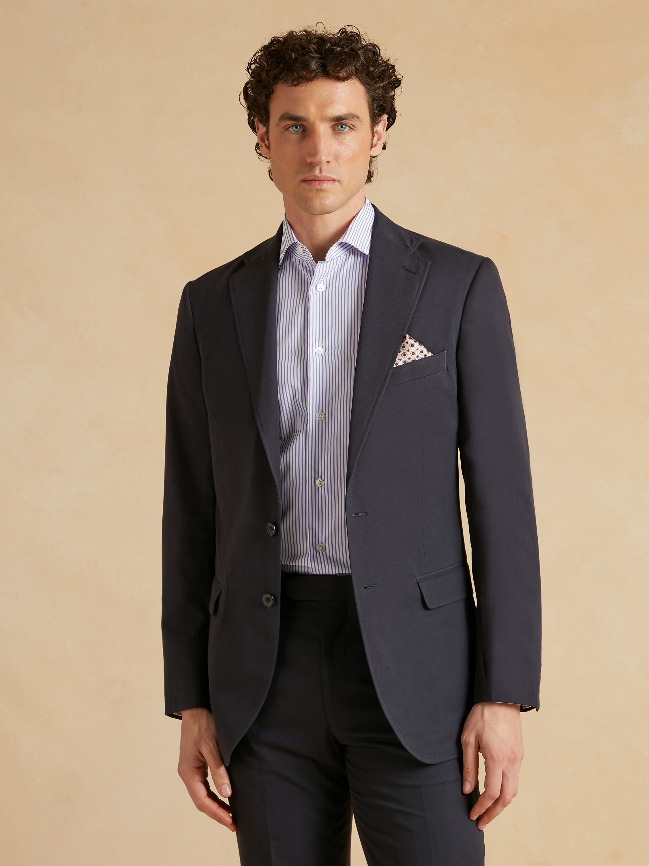 Unstructured Kapok Cotton Jacket - Navy