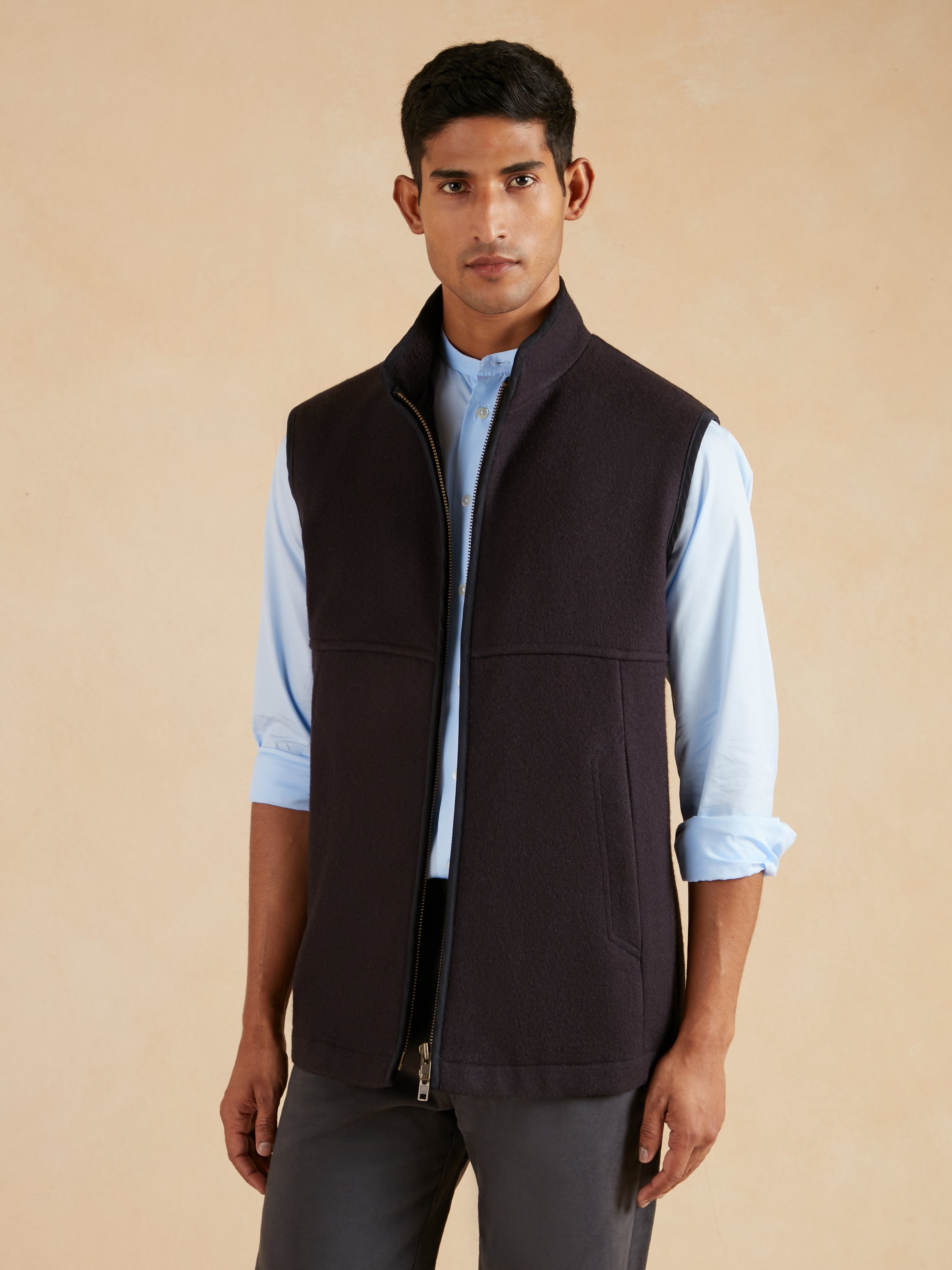 Wool Fleece Gilet - Navy