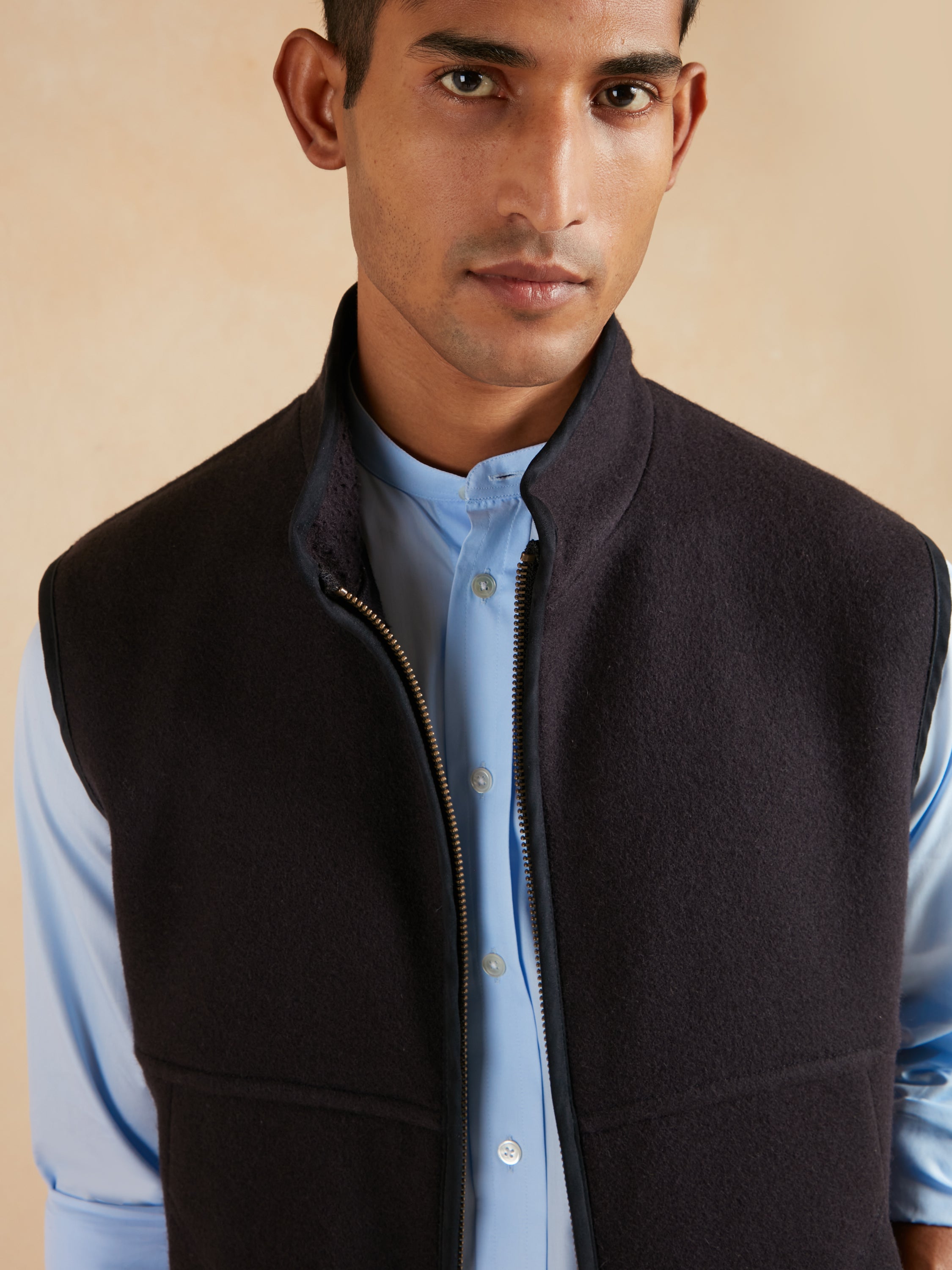 Wool Fleece Gilet - Navy