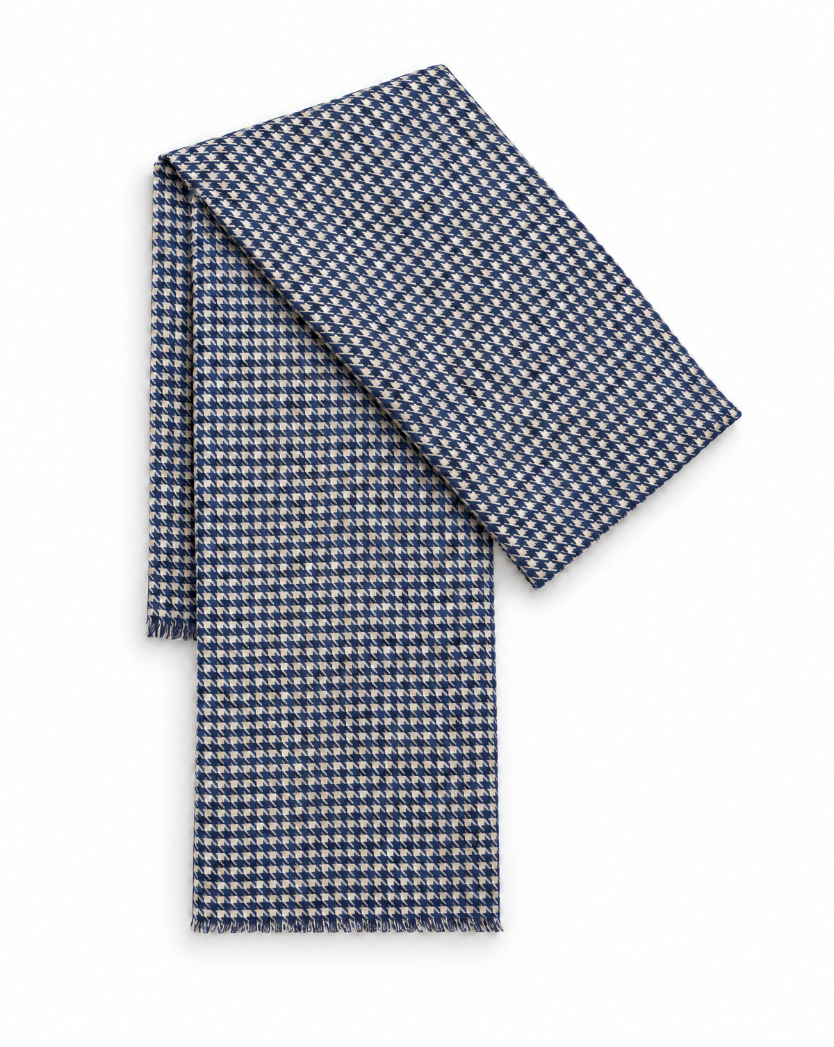 Wool & Silk Dogtooth Scarf - Navy/White