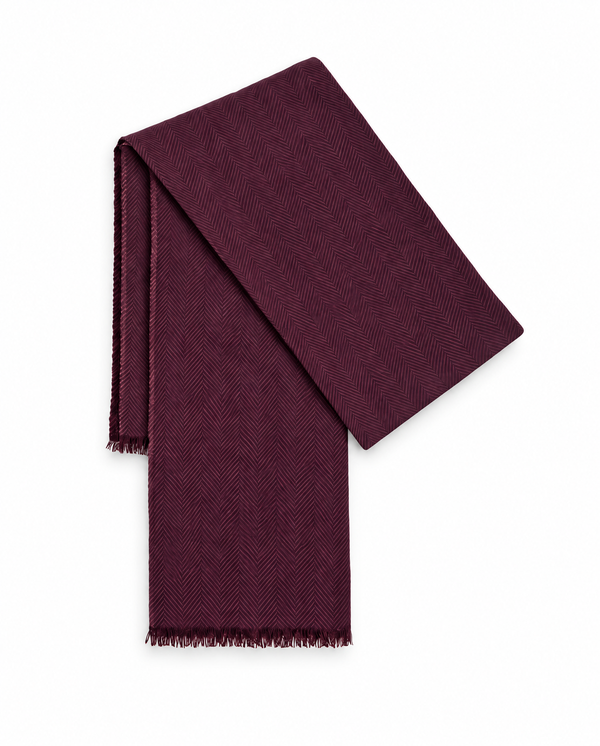 Wool & Silk Herringbone Scarf - Burgundy