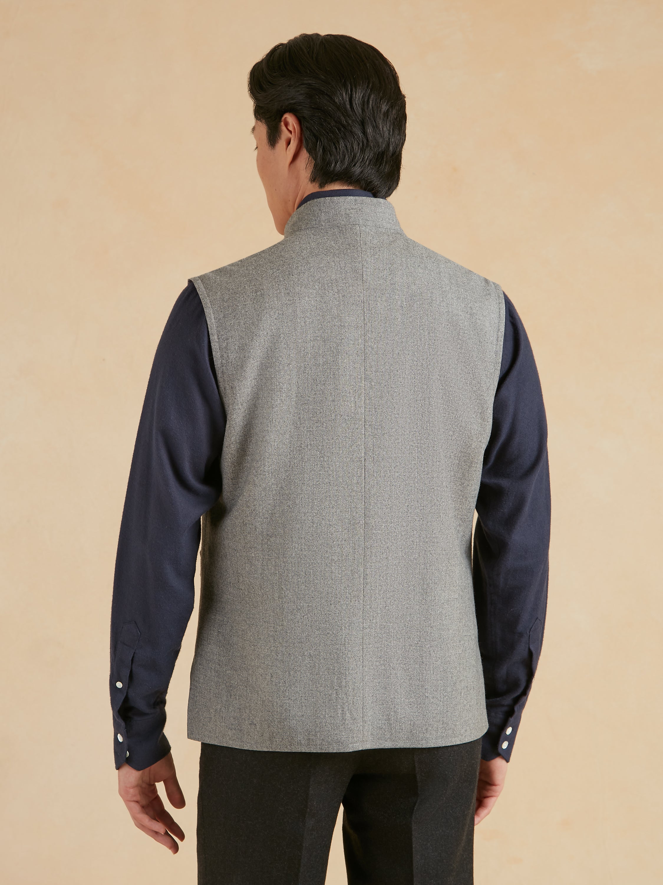 Zip Up Gilet - Mid Grey Drago Flannel
