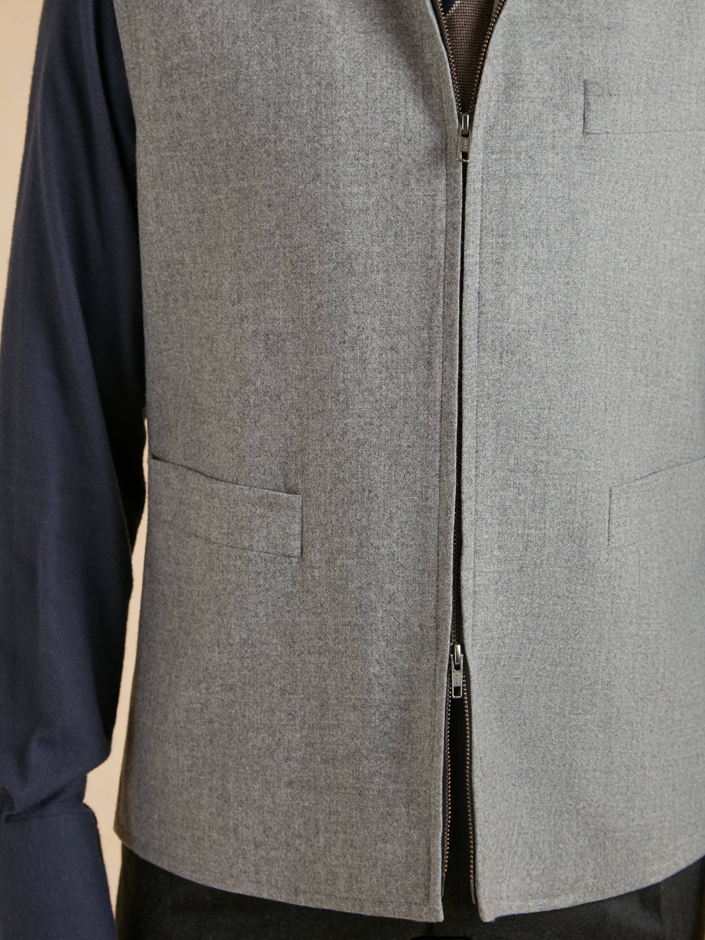 Zip Up Gilet - Mid Grey Drago Flannel