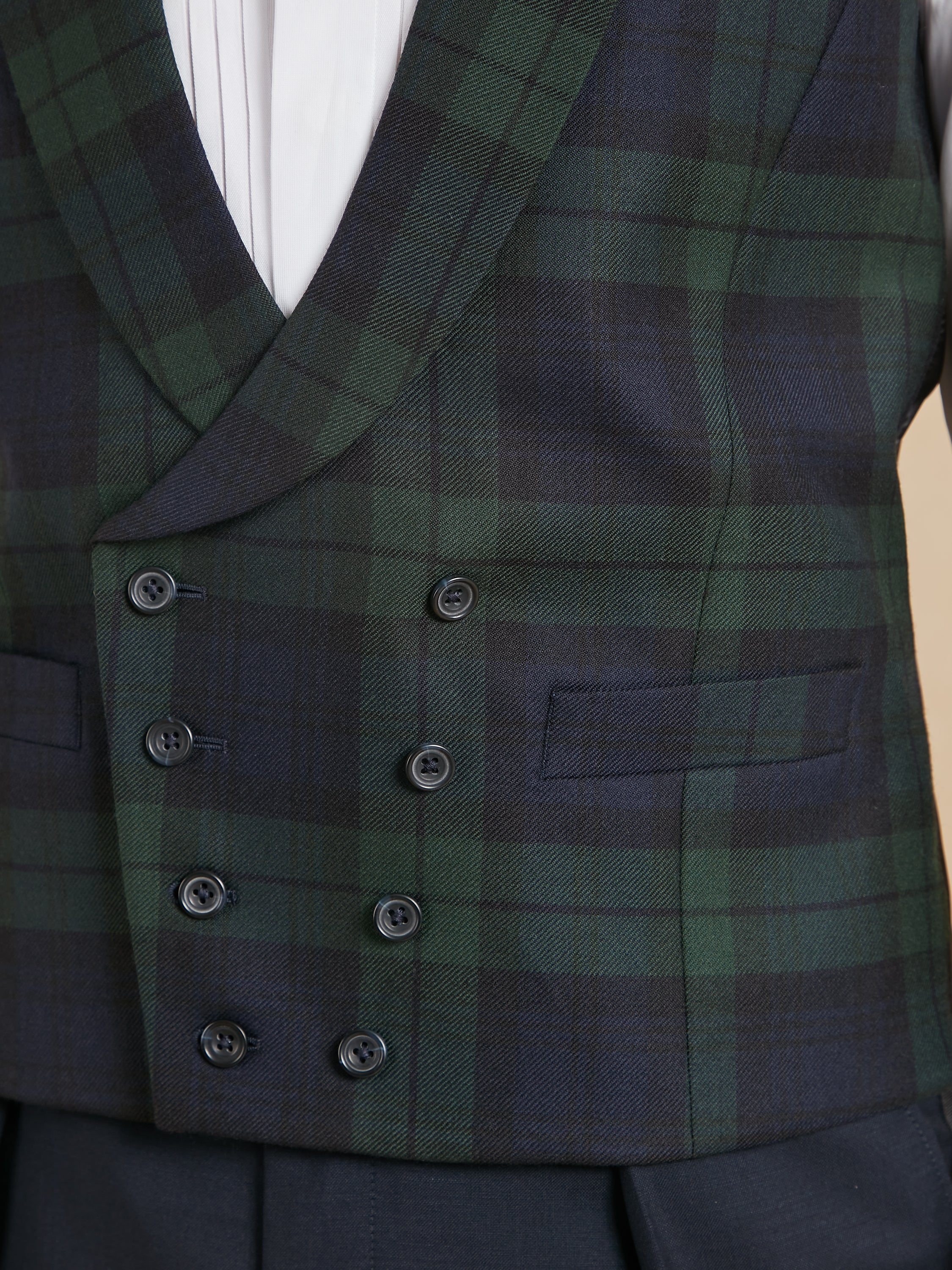 Double Breasted Evening Waistcoat - Black Watch