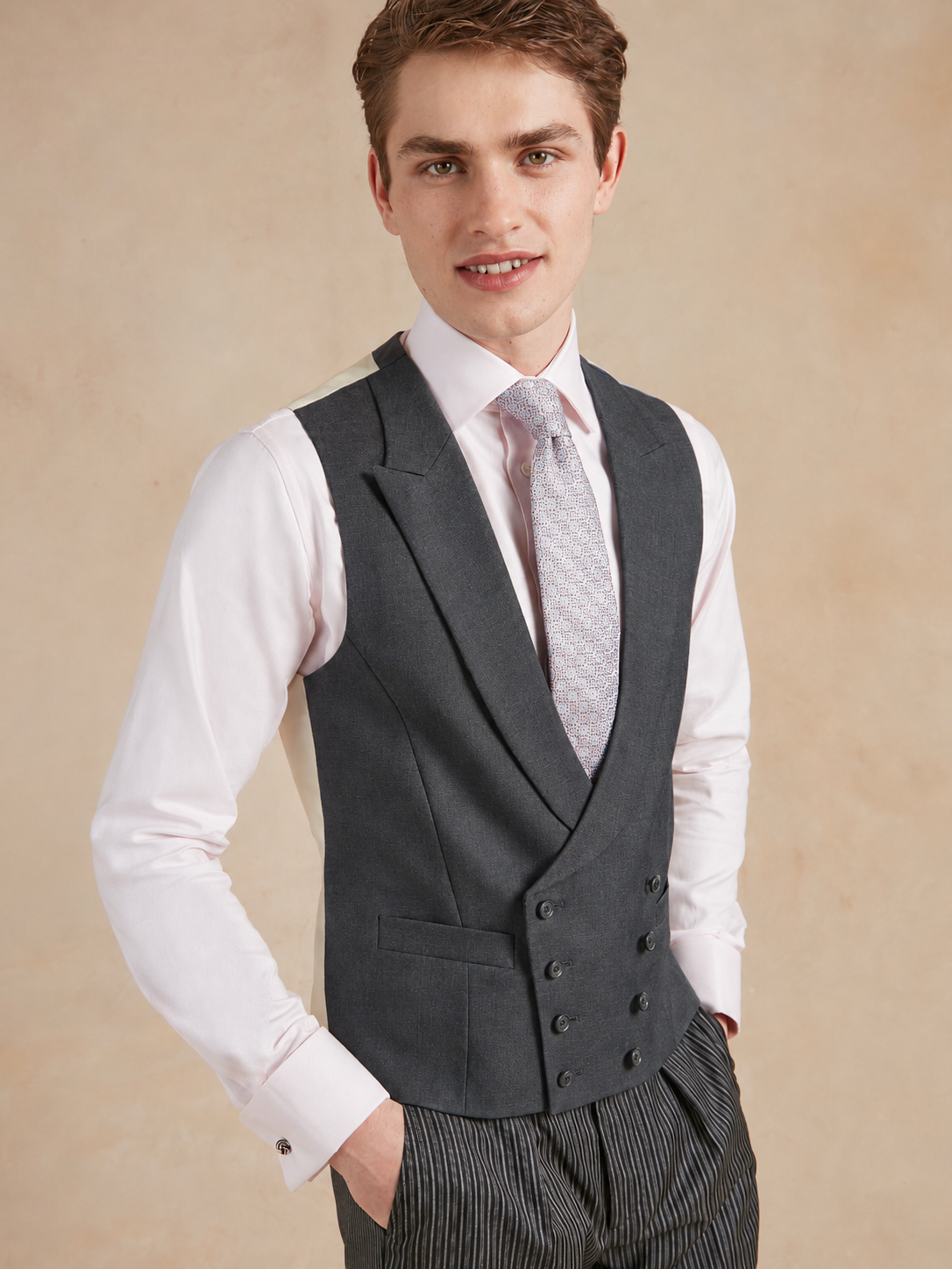 Double Breasted Waistcoat Plain Wool