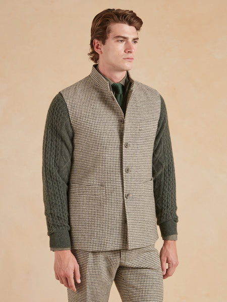 Gilet Tweed Dogtooth Tweed - Undyed Wool | Men's Tweed Gilets
