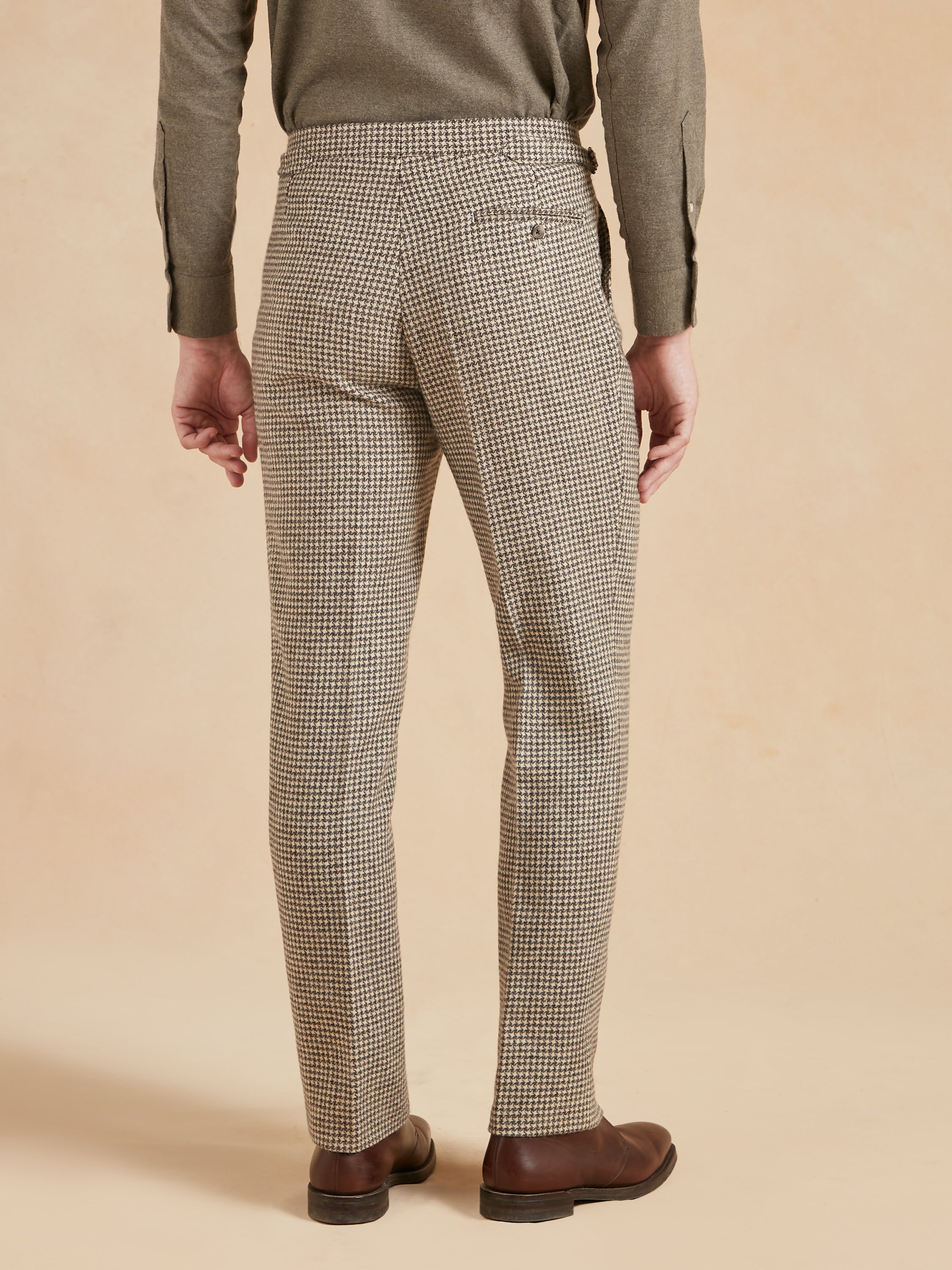 Pleated Trousers Dogtooth Tweed - Undyed Wool