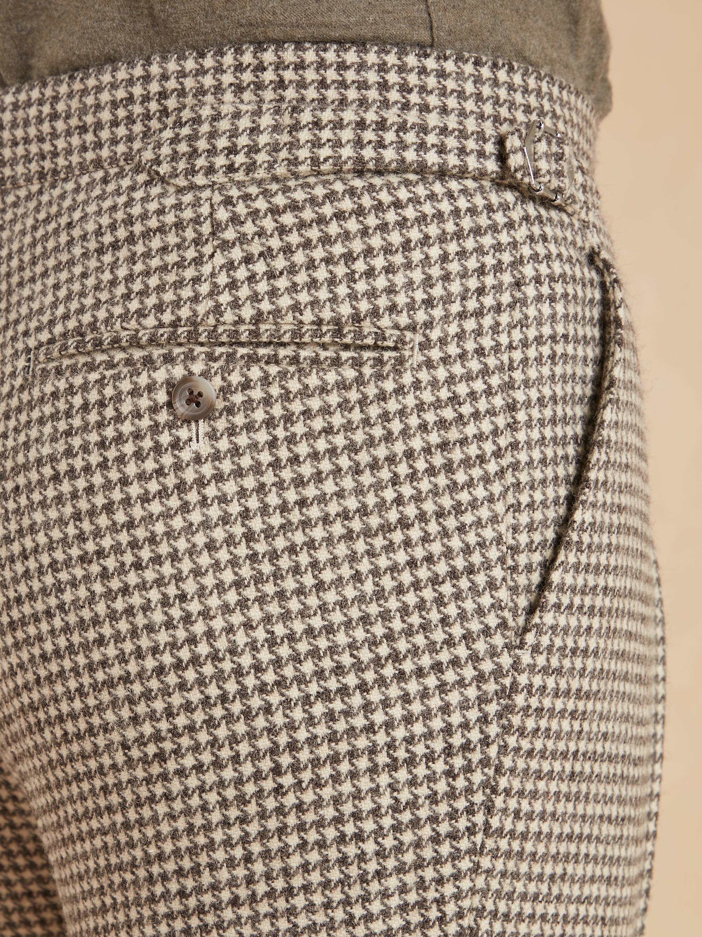 Pleated Trousers Dogtooth Tweed - Undyed Wool
