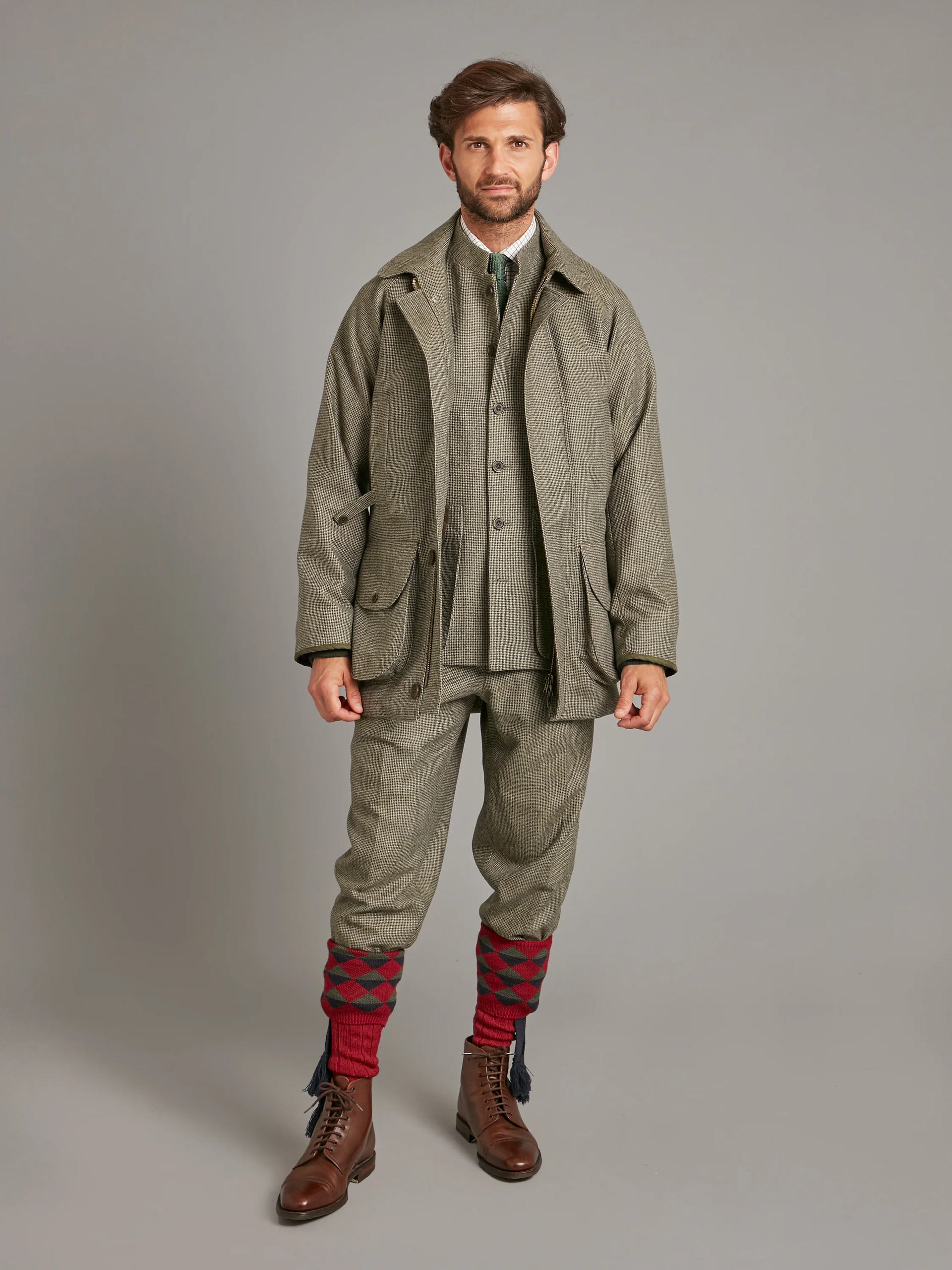 Field Coat Sage Nailhead Tweed