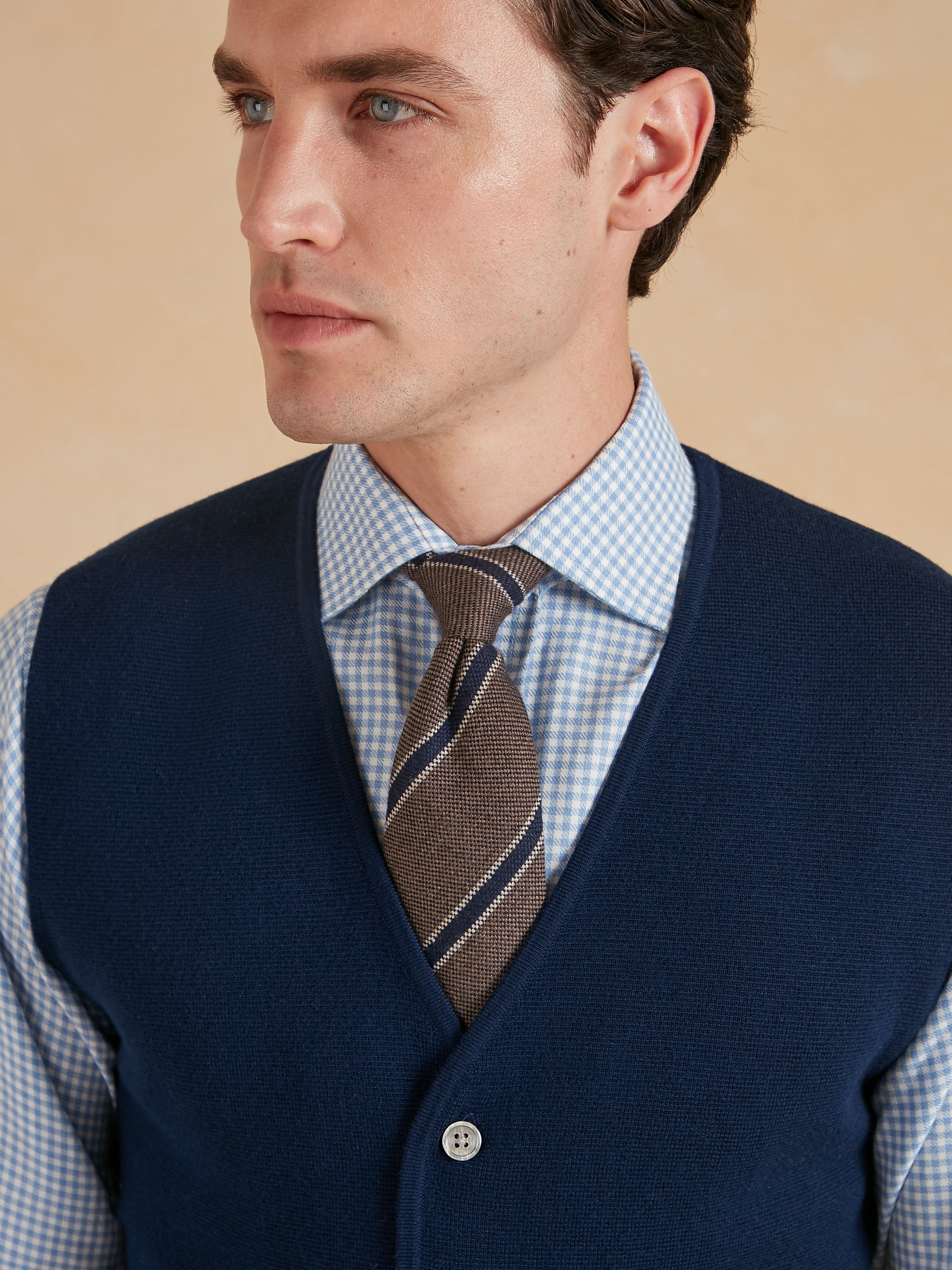 Fine Merino Wool Waistcoat - Navy