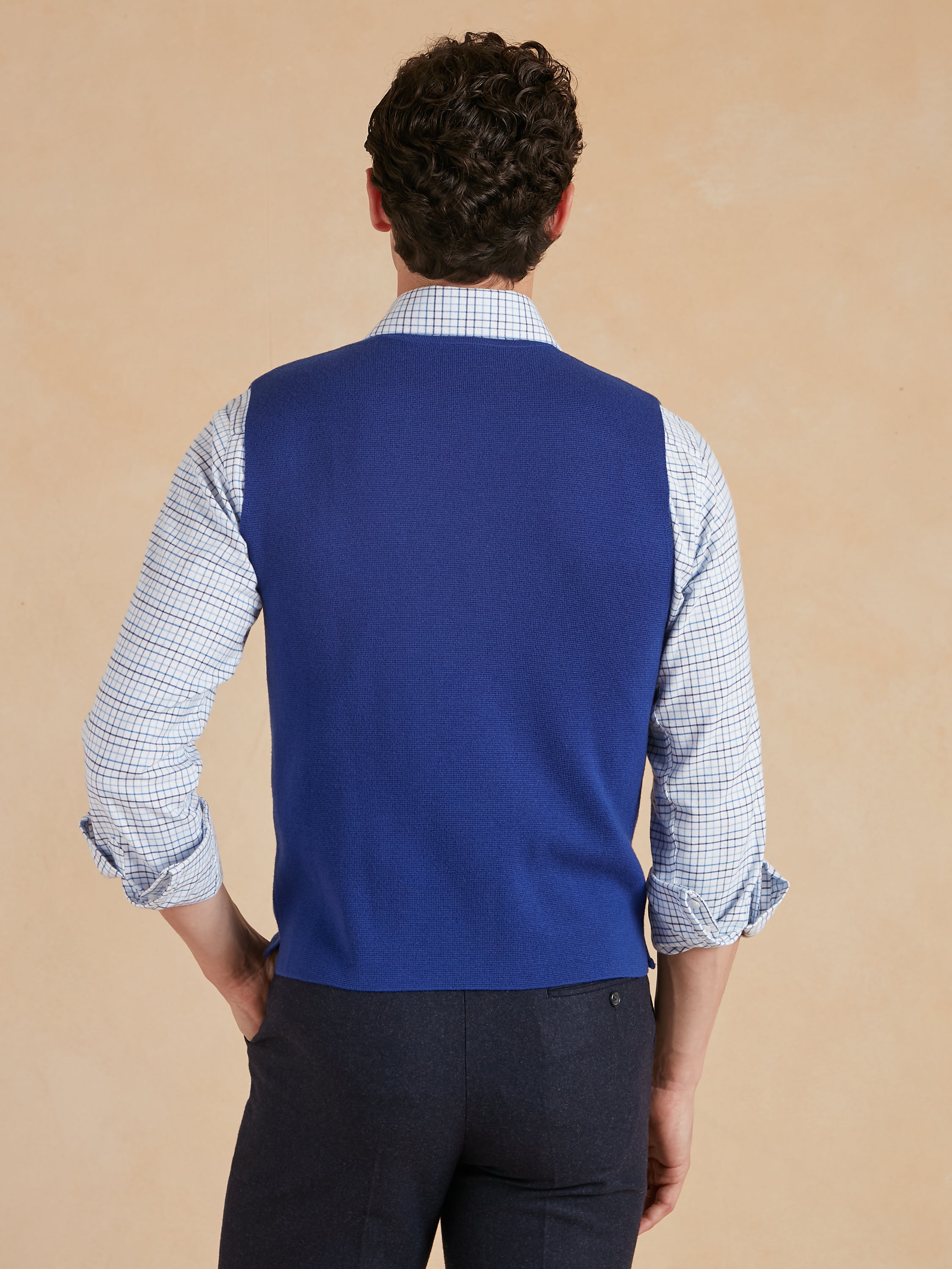 Fine Merino Wool Waistcoat - Rich Blue