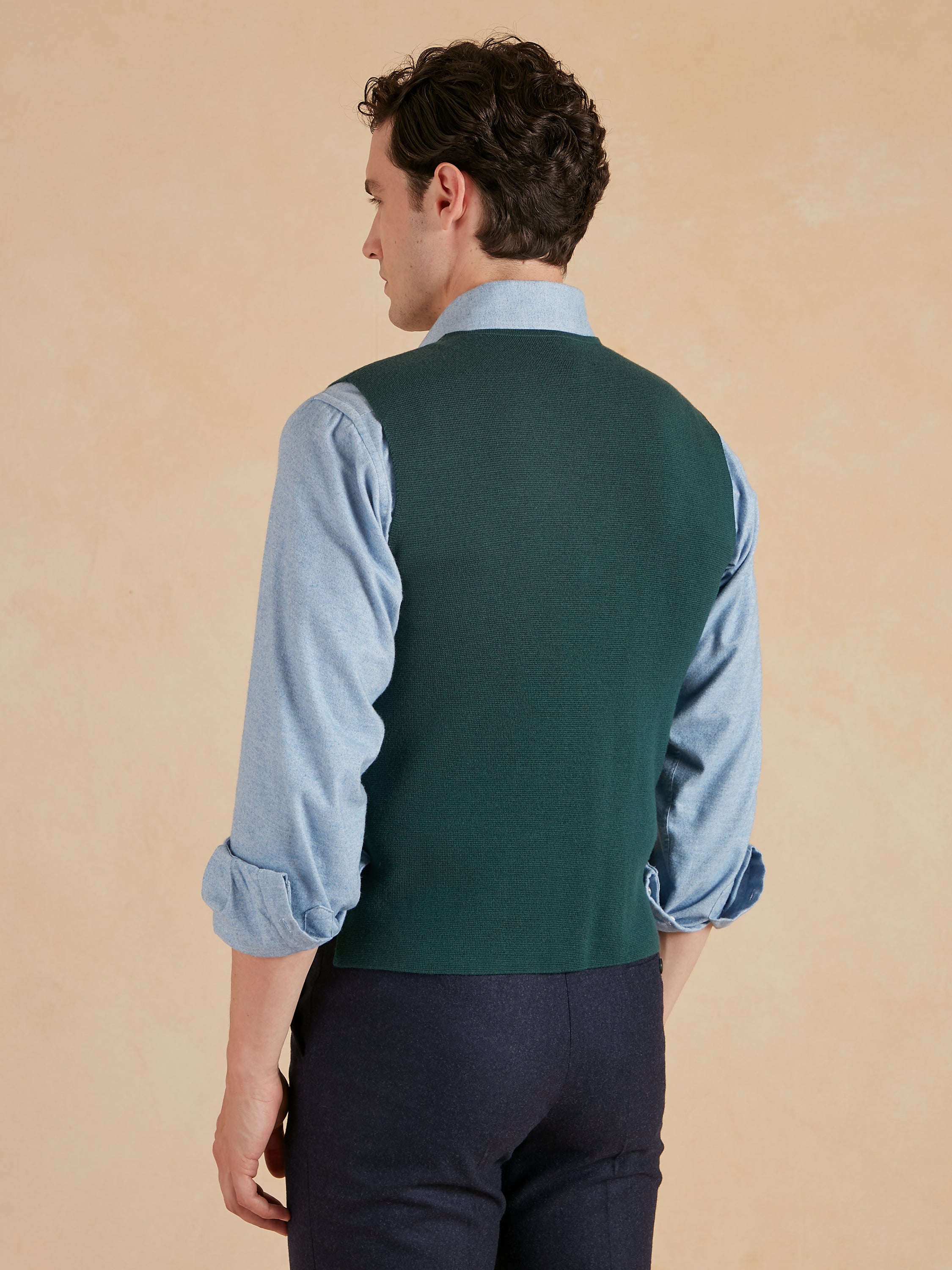 Fine Merino Wool Waistcoat - Bottle Green