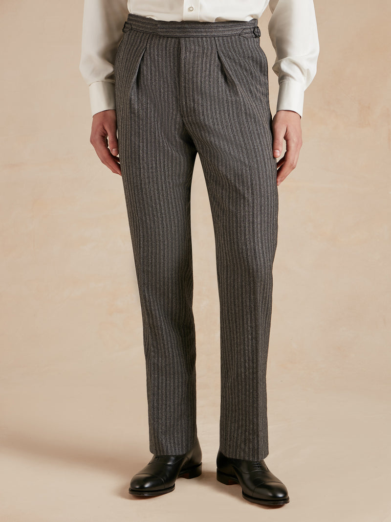 Fishtail Back Morning Trousers - Classic Stripe