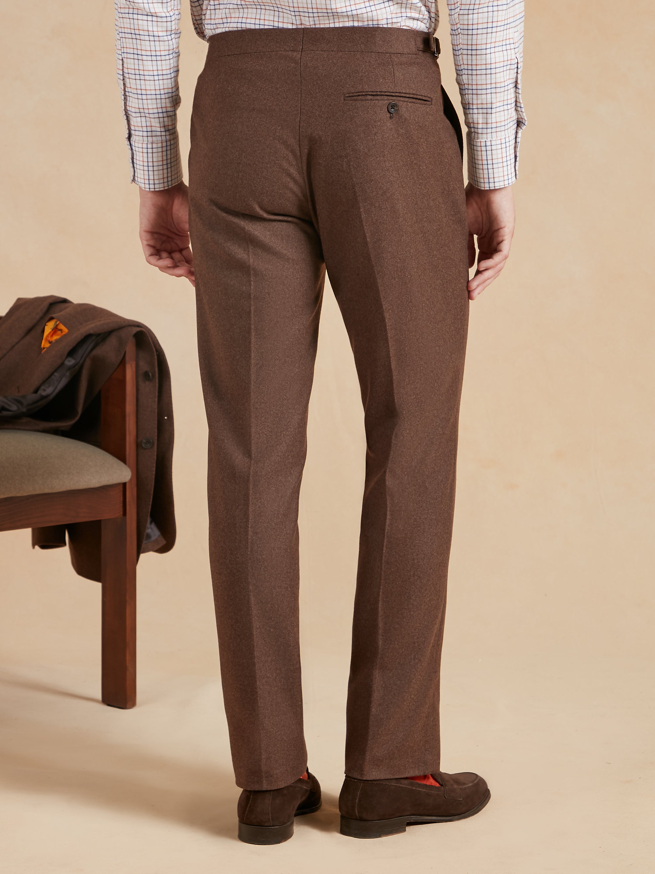 Flat Front Trousers - Brown Drago Flannel