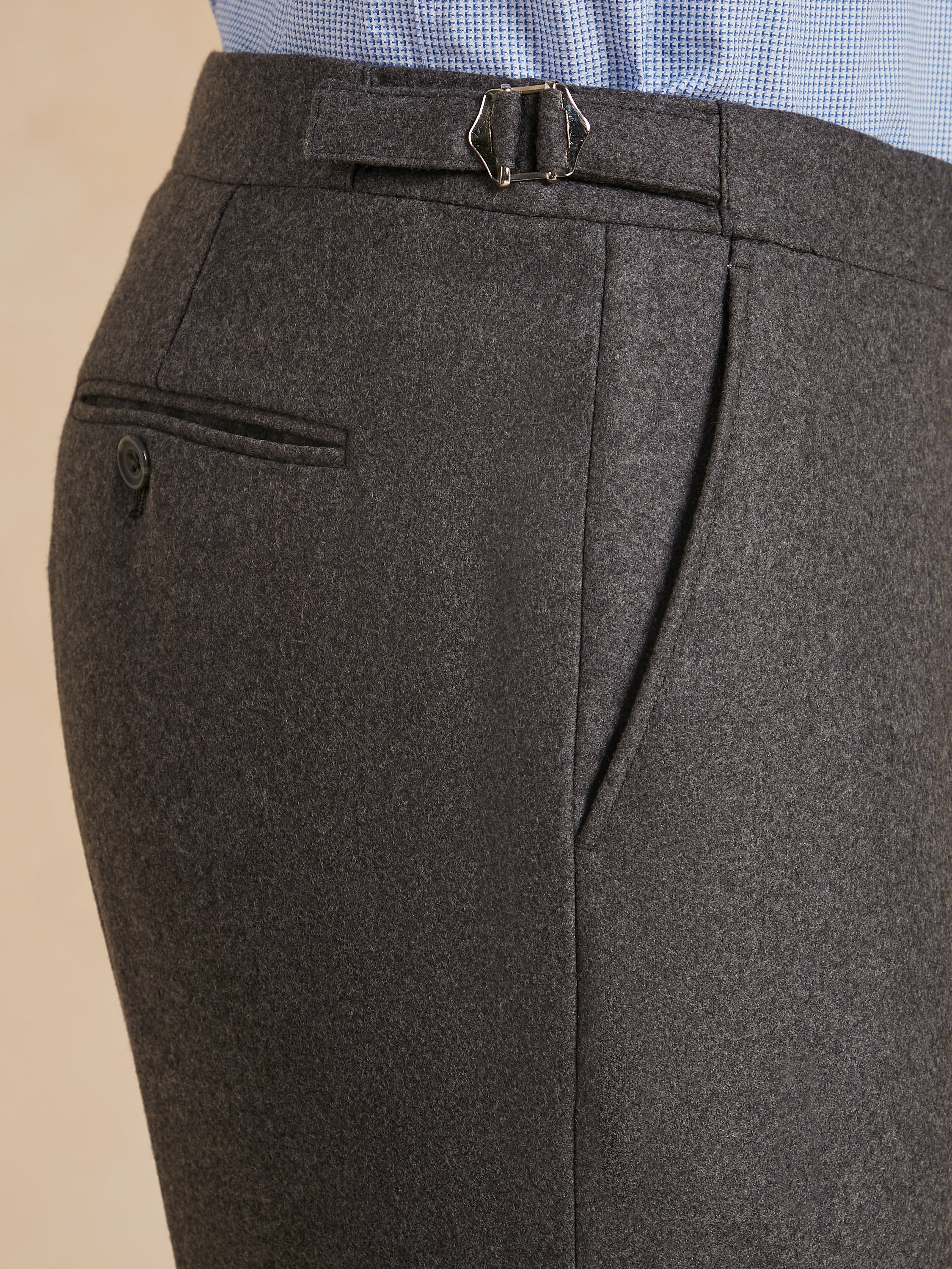 Flat Front Trousers - Grey Drago Flannel