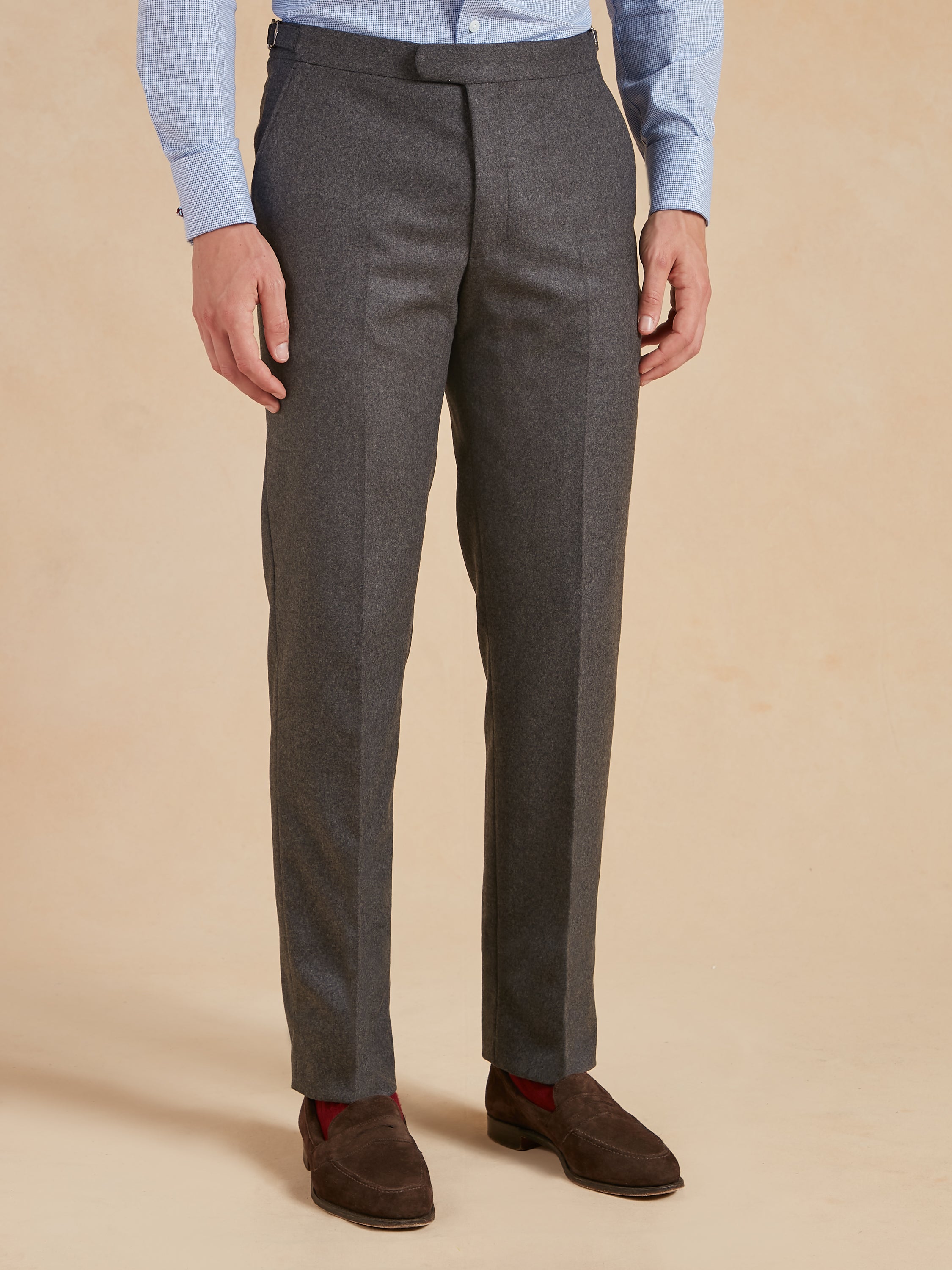 Flat Front Trousers - Grey Drago Flannel