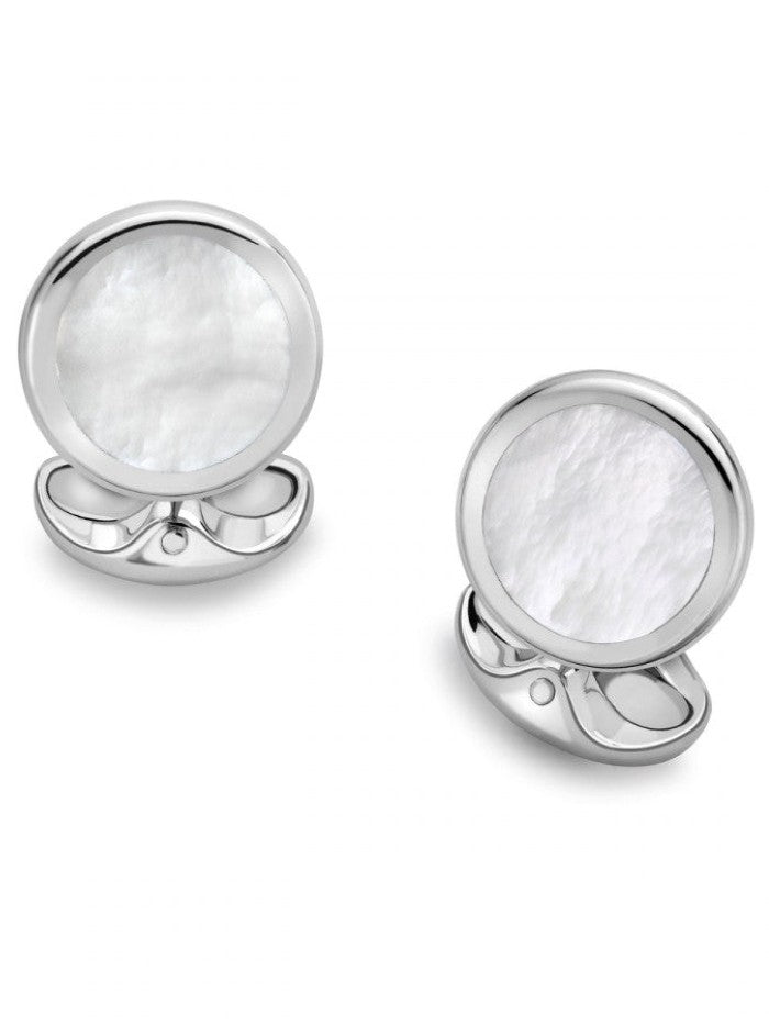 Sterling Cufflinks Round Mother Pearl