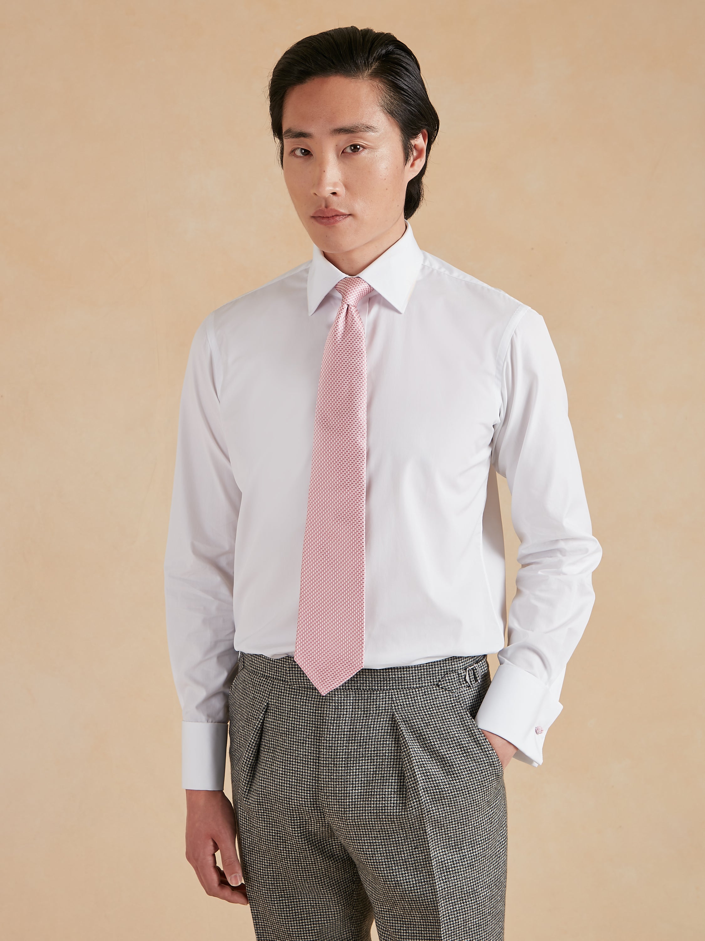 men's sea island cotton dress shirts Turnbull & Asser White Sea Island Quality Cotton Shirt With T&A Collar And Double Cuffs