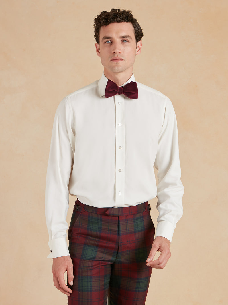 Silk Evening Shirt, Classic Collar - Cream